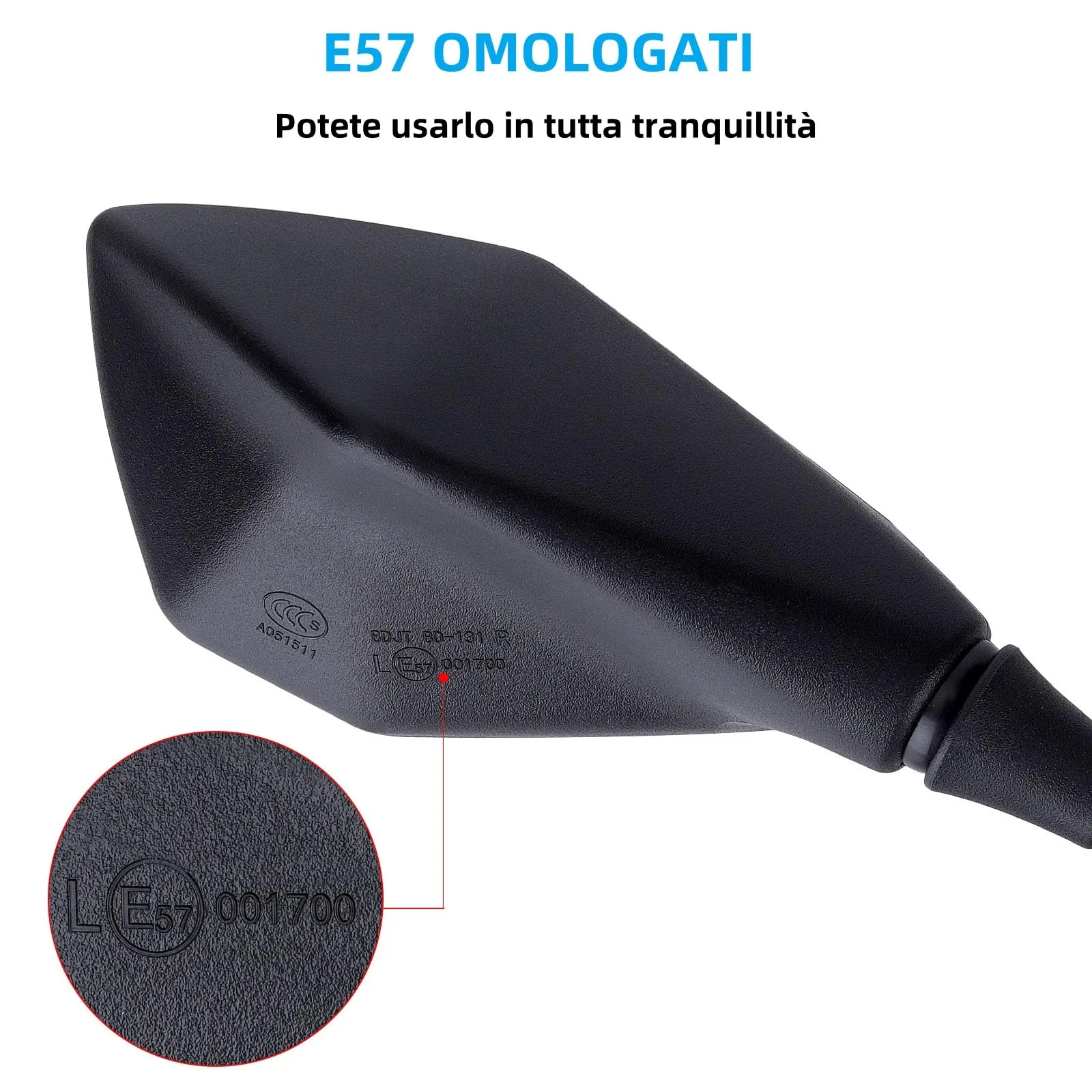 Cretassion Specchietti Moto E57 Omologati, Retrovisori Manubrio M10 Regolabili per ATV, Scooter, Cruiser, Moped, Quad, Roller (2 Pezzi) - immagine 2