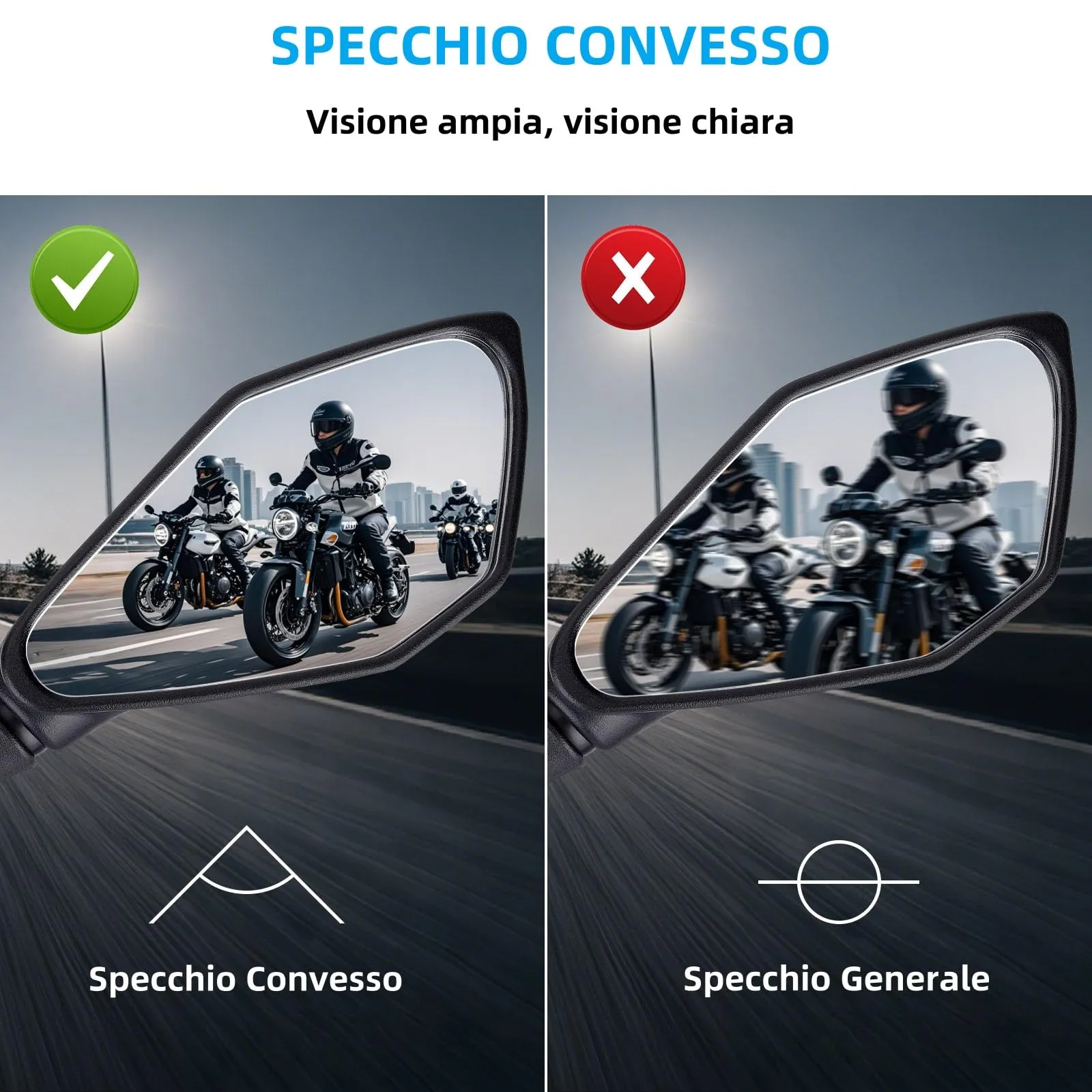 Cretassion Specchietti Moto E57 Omologati, Retrovisori Manubrio M10 Regolabili per ATV, Scooter, Cruiser, Moped, Quad, Roller (2 Pezzi) - immagine 5