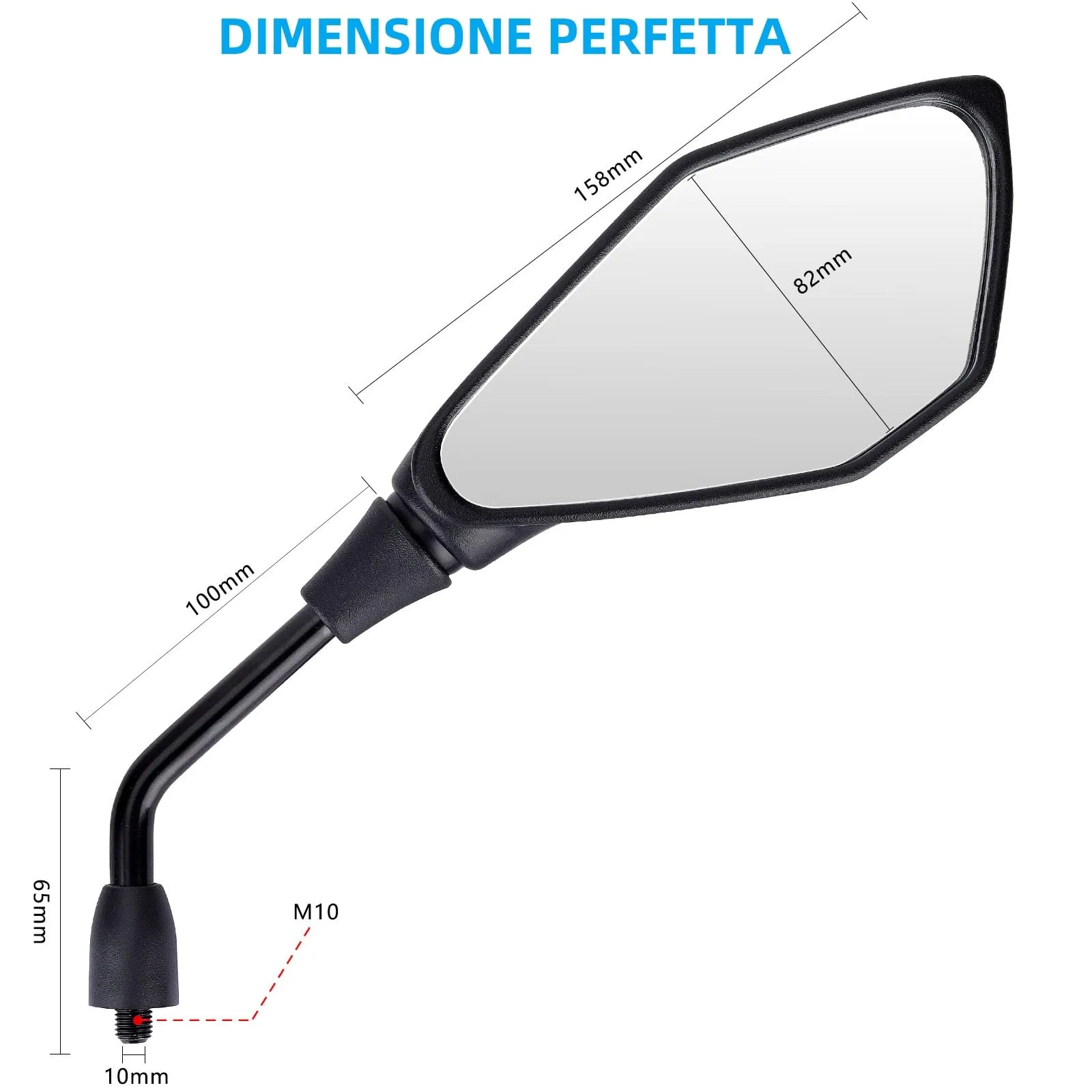 Cretassion Specchietti Moto E57 Omologati, Retrovisori Manubrio M10 Regolabili per ATV, Scooter, Cruiser, Moped, Quad, Roller (2 Pezzi) - immagine 7