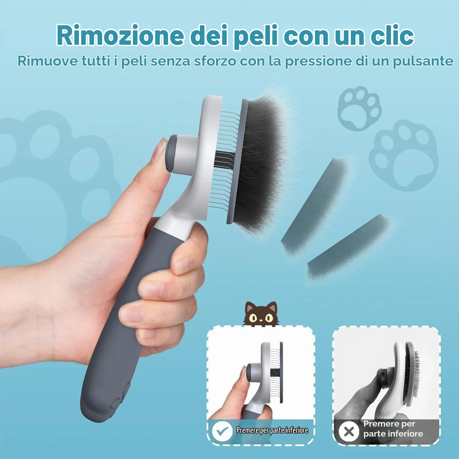 Zivacate Spazzola per Gatti e Cani, Massaggiatore per Pelo Corto e Lungo, Grigio Scuro - immagine 4