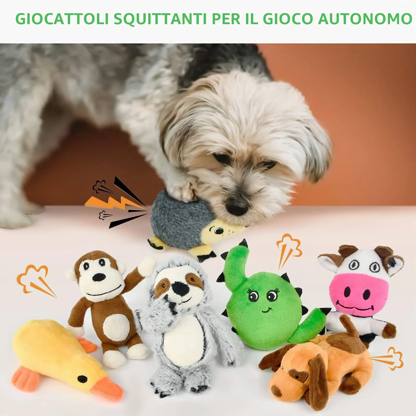 LEGEND SANDY Set di 12 Giocattoli per Cuccioli, Peluche Cigolanti e Corde in Cotone Naturale per Dentizione, per Cani di Piccola Taglia - immagine 3
