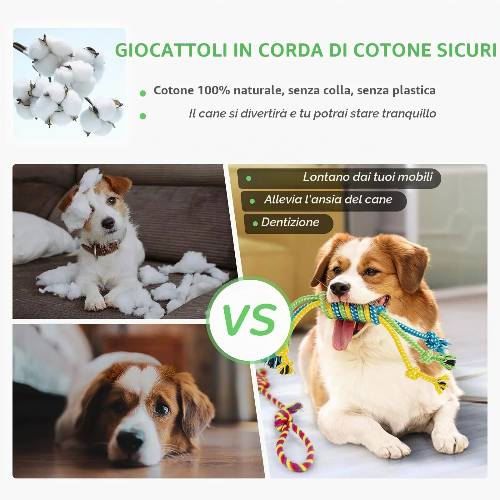 LEGEND SANDY Set di 12 Giocattoli per Cuccioli, Peluche Cigolanti e Corde in Cotone Naturale per Dentizione, per Cani di Piccola Taglia - immagine 4