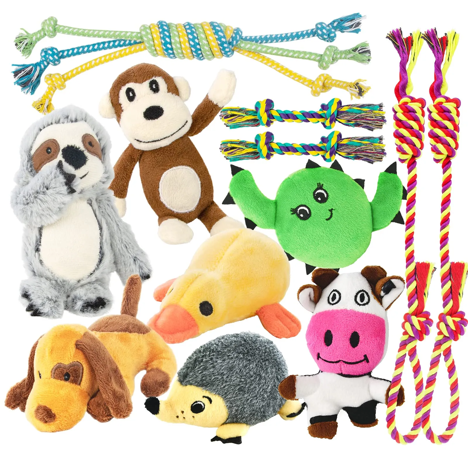 LEGEND SANDY Set di 12 Giocattoli per Cuccioli, Peluche Cigolanti e Corde in Cotone Naturale per Dentizione, per Cani di Piccola Taglia - immagine 9