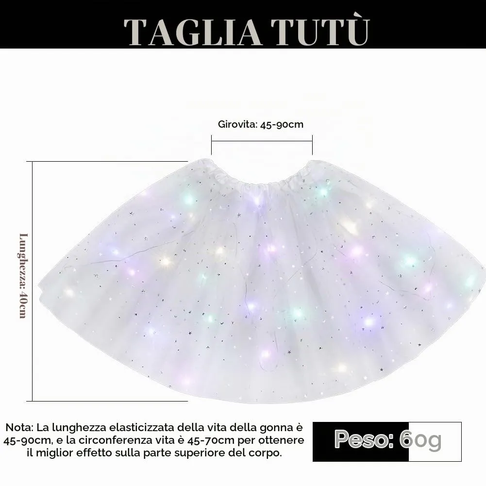 AYBUY Gonna Tutu LED con Paillettes, 3 Modalità di Illuminazione, Bianco - immagine 4