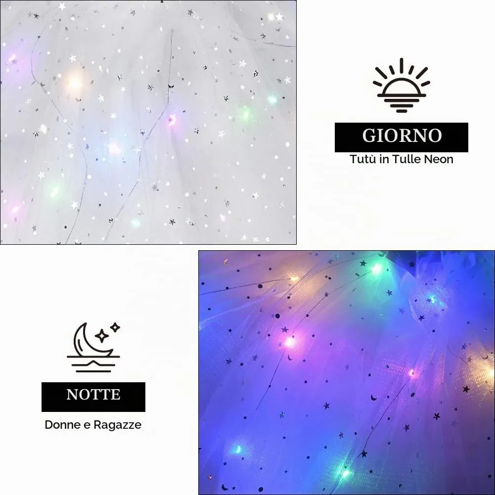 AYBUY Gonna Tutu LED con Paillettes, 3 Modalità di Illuminazione, Bianco - immagine 5