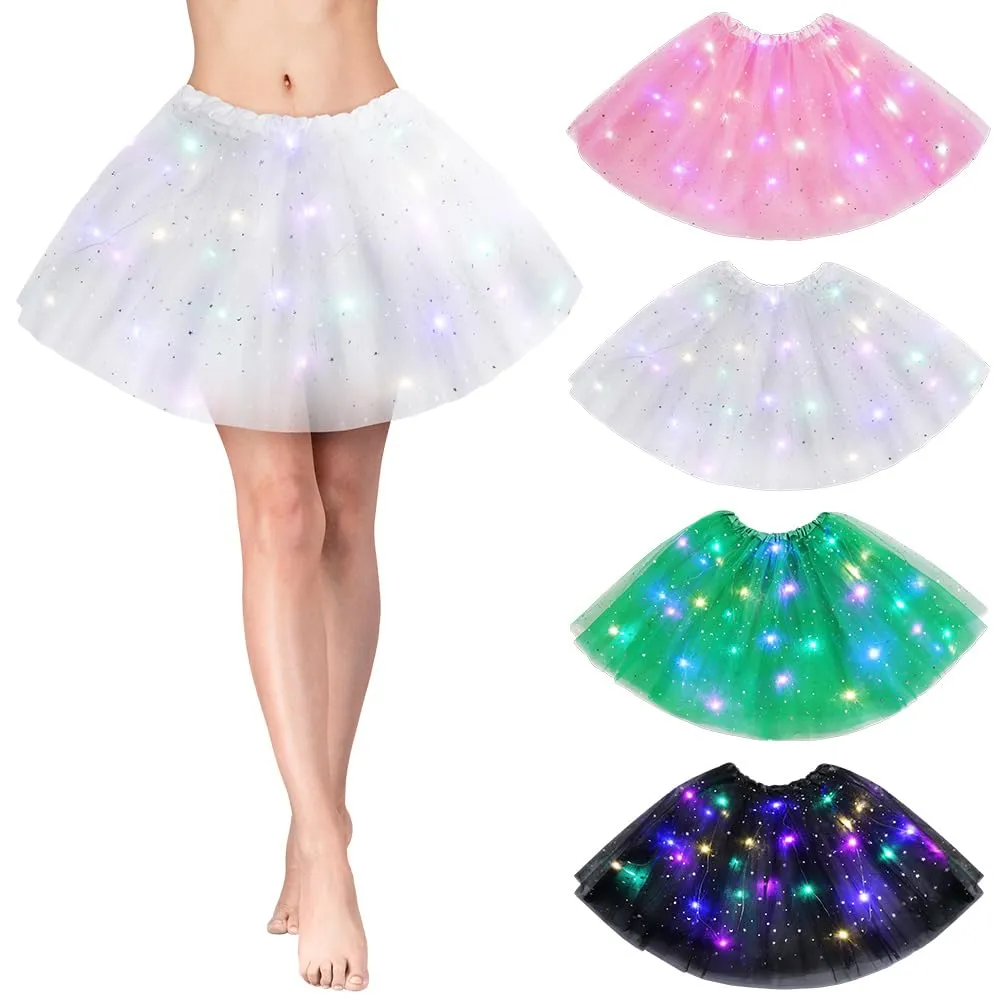 AYBUY Gonna Tutu LED con Paillettes, 3 Modalità di Illuminazione, Bianco - immagine 8