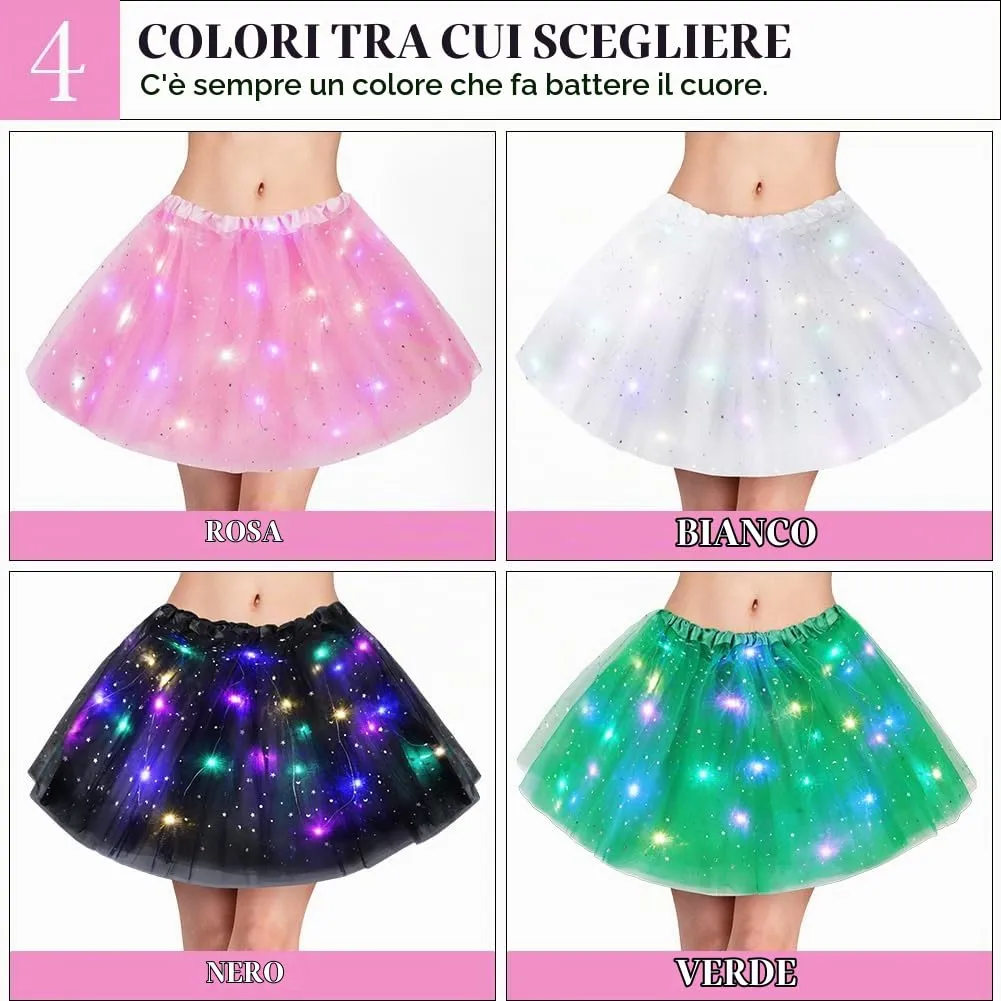 AYBUY Gonna Tutù LED con Paillettes, 3 Modalità di Illuminazione, Rosa - immagine 6
