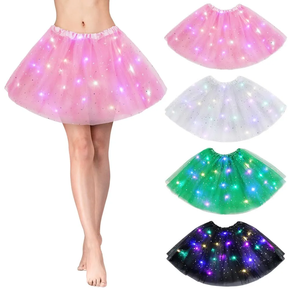 AYBUY Gonna Tutù LED con Paillettes, 3 Modalità di Illuminazione, Rosa - immagine 8