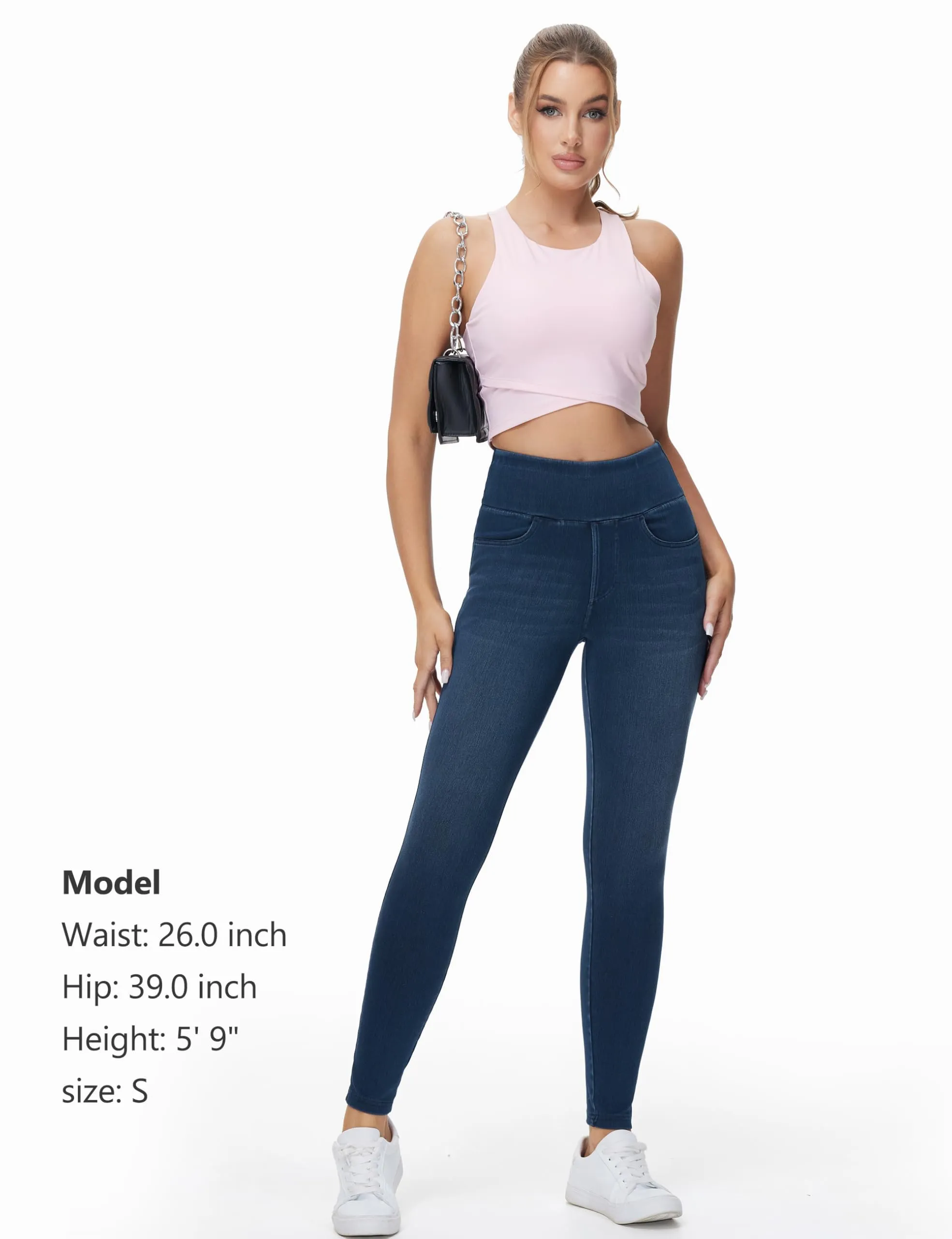 The Gym People Jeggings Donna Vita Alta Skinny Stretch con Tasche - immagine 6