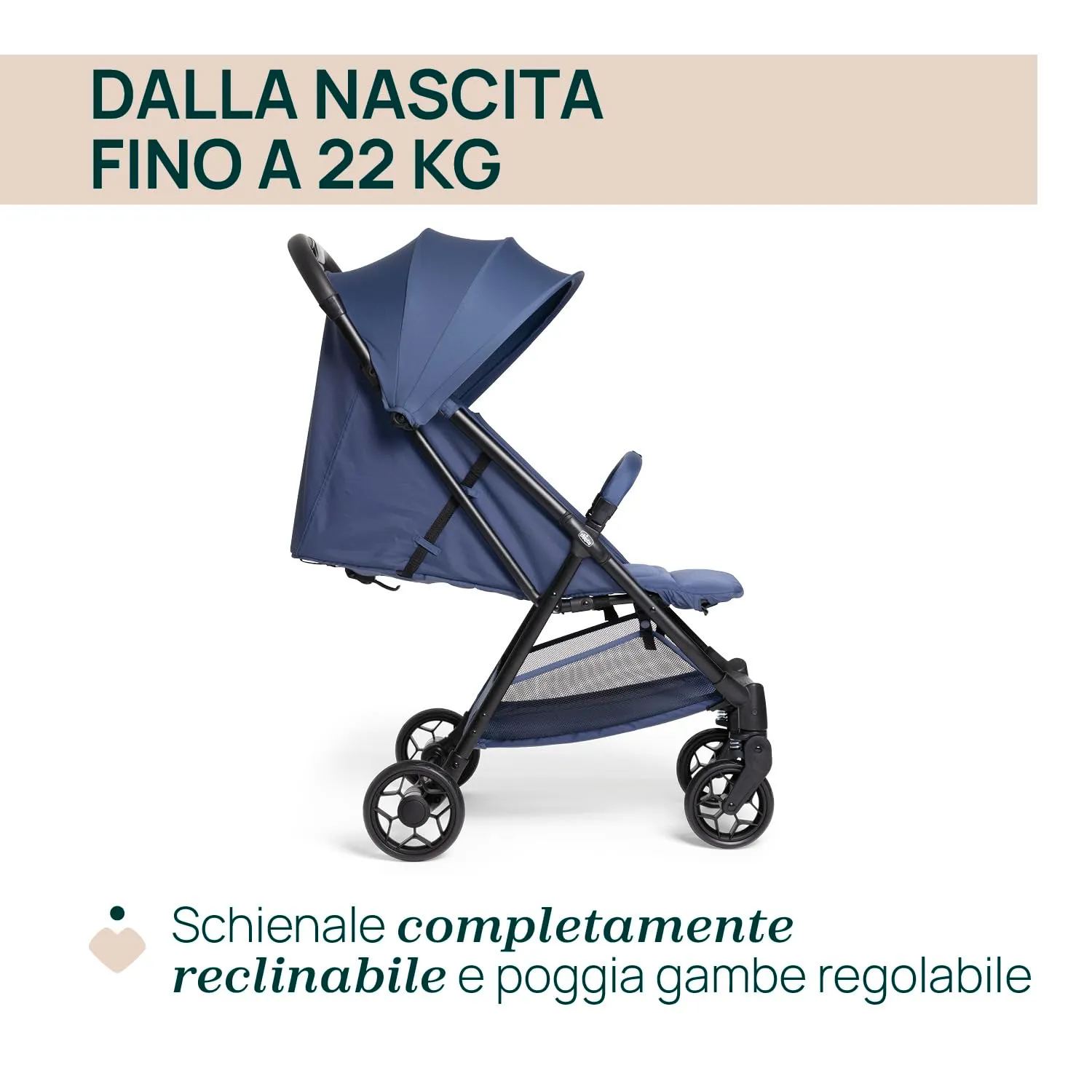 Chicco Urbino Passeggino 0-22 kg, Blu - immagine 3