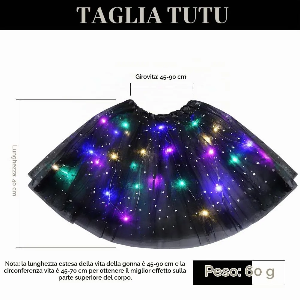 AYBUY Gonna Tutù LED con Paillettes, 3 Modalità di Illuminazione, Nero - immagine 4
