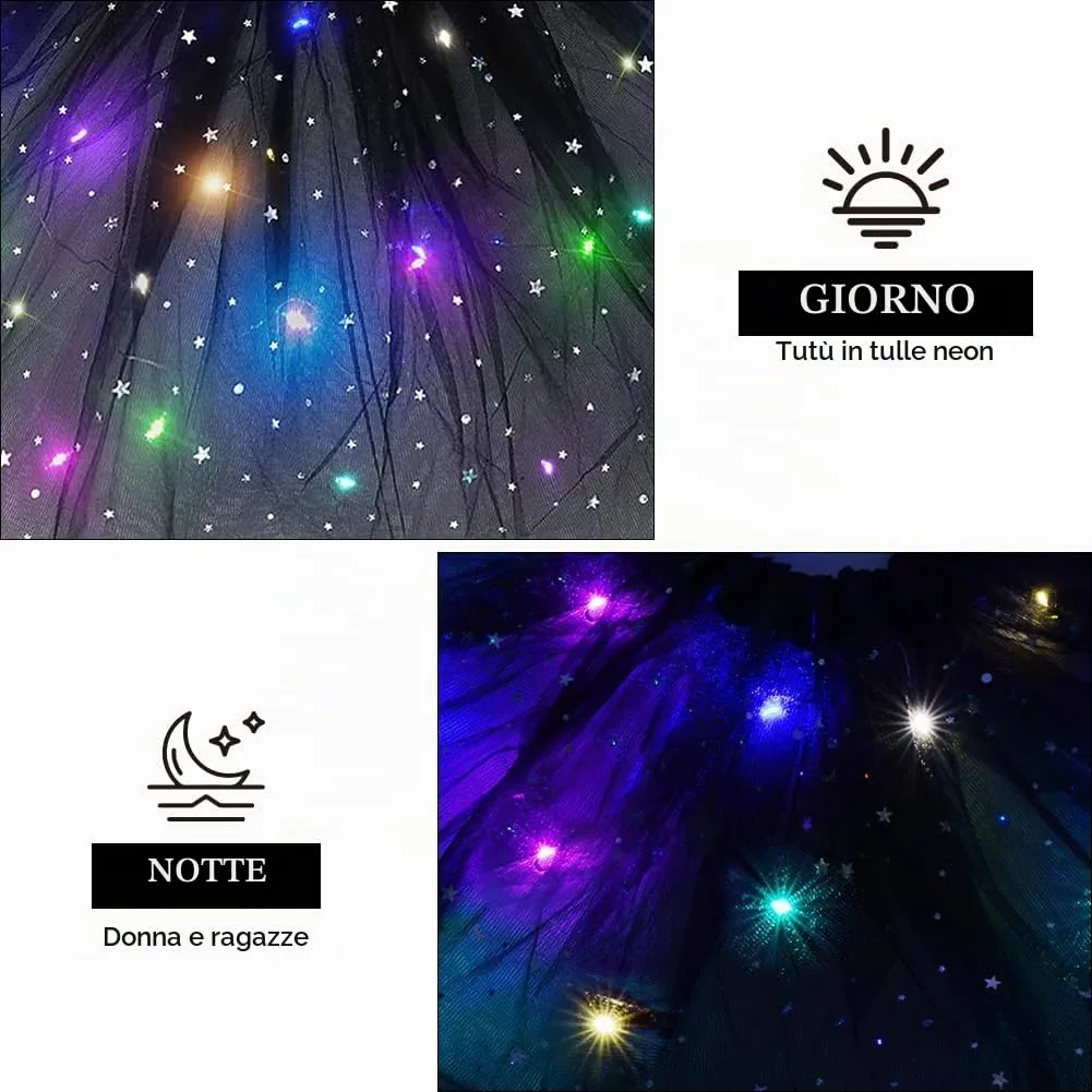 AYBUY Gonna Tutù LED con Paillettes, 3 Modalità di Illuminazione, Nero - immagine 5