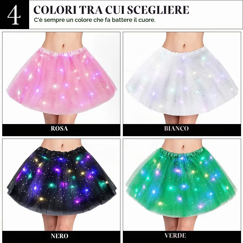 AYBUY Gonna Tutù LED con Paillettes, 3 Modalità di Illuminazione, Nero - immagine 7