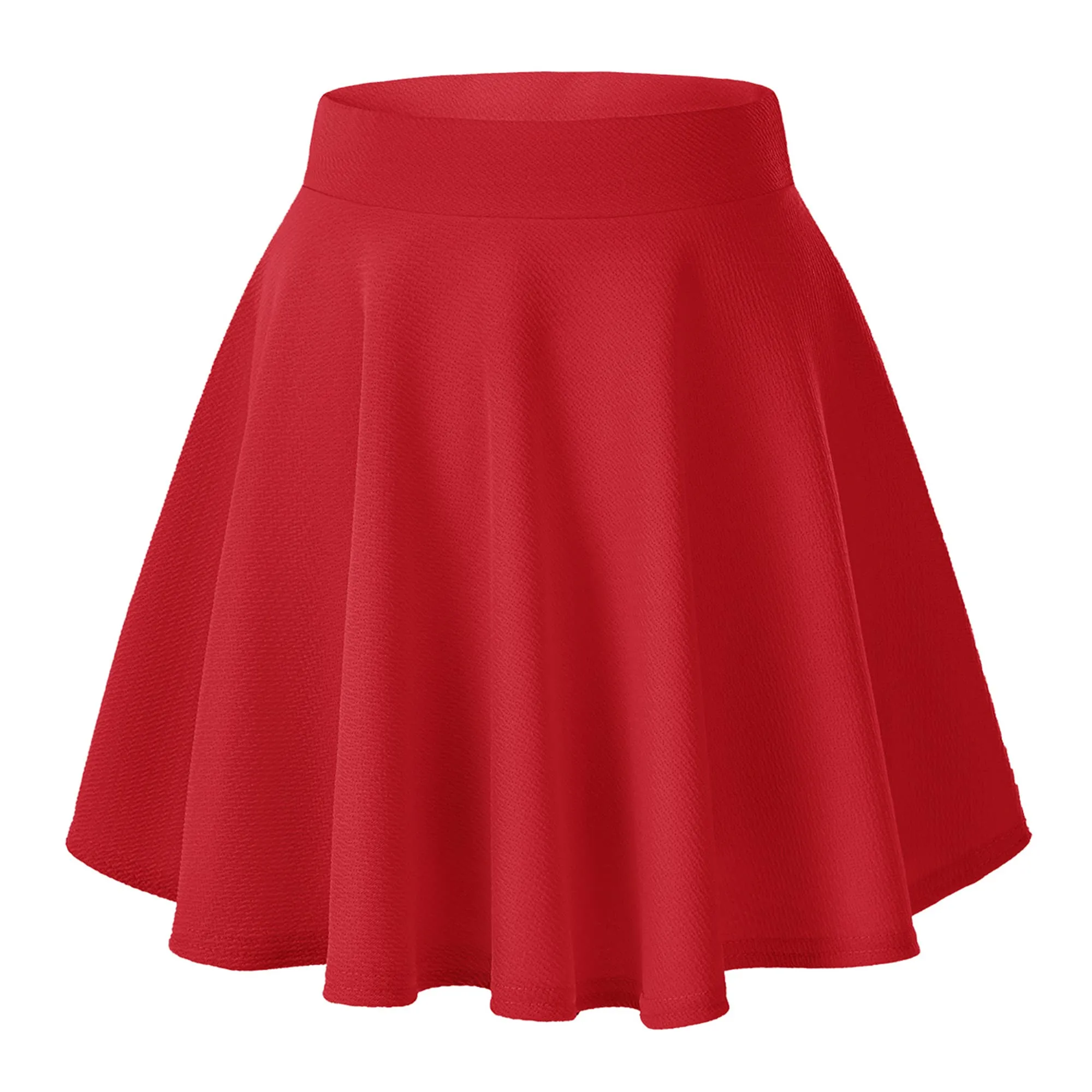 EXCHIC Gonna Mini a Linea Svasata con Vita Elastica, Rosso, L - immagine 1