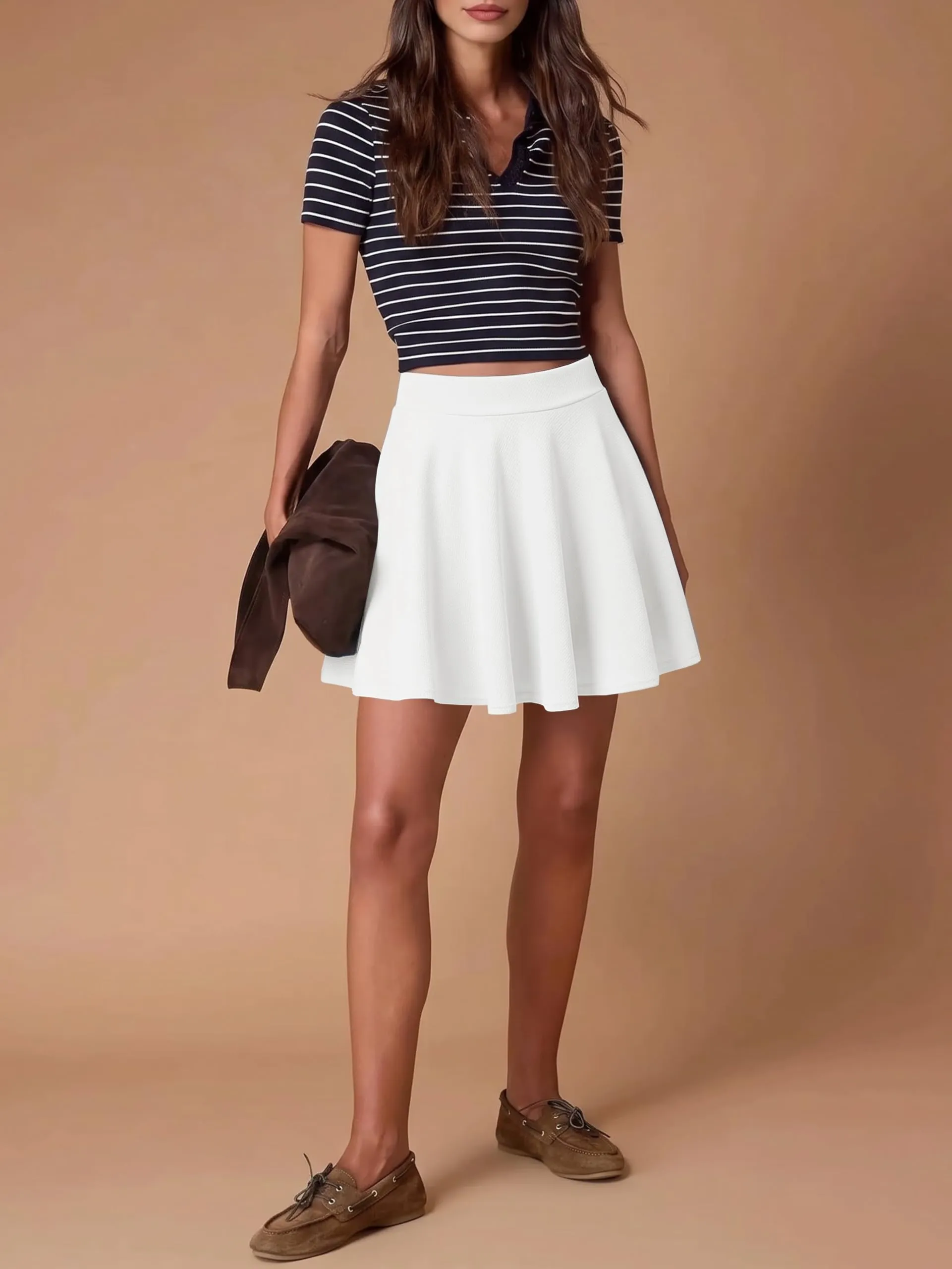 EXCHIC Gonna Mini A-Linea Vita Elastica (S, Bianco) - immagine 7