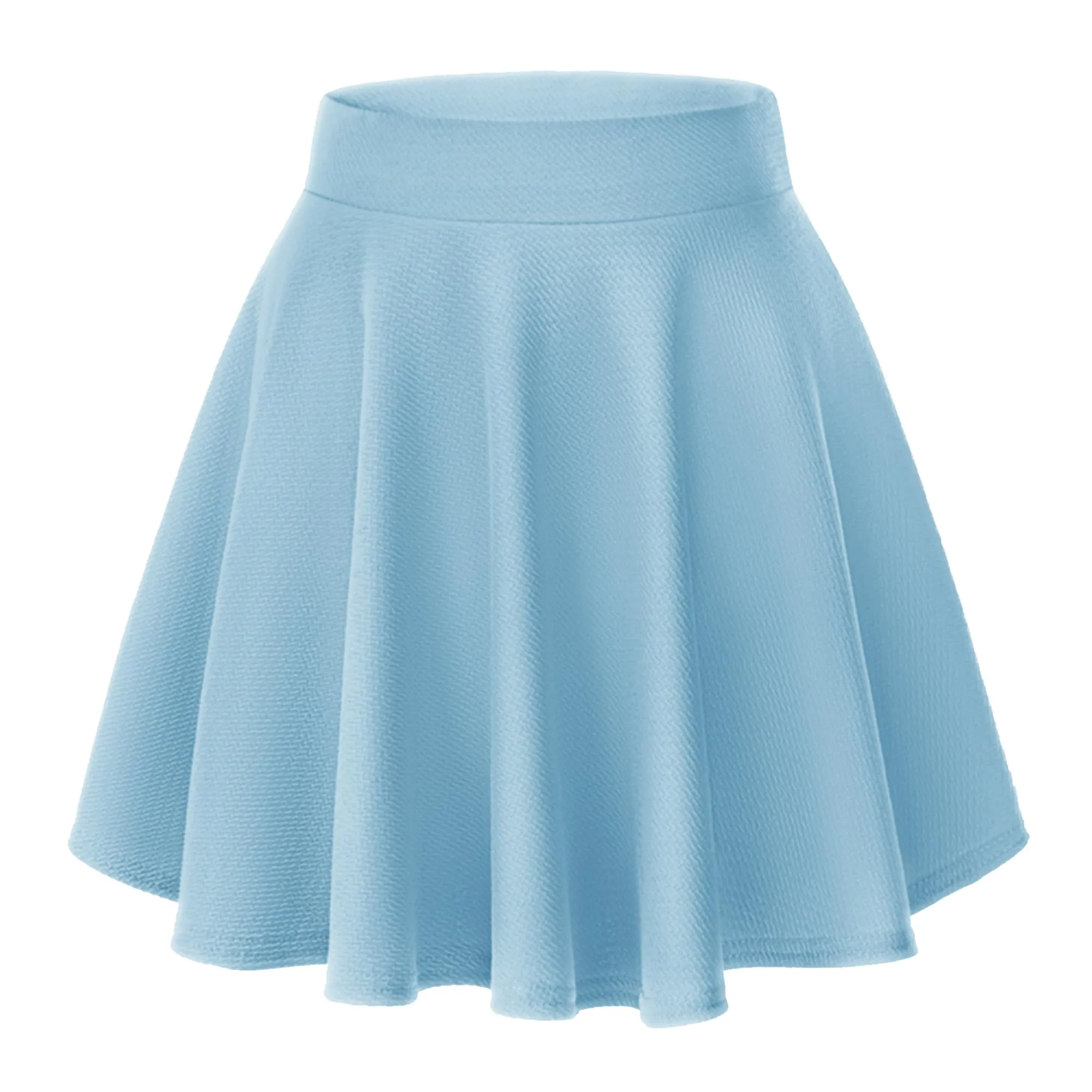 EXCHIC Gonna Mini A-Linea Vita Elastica Svasata (XS, Blu Chiaro) - immagine 1