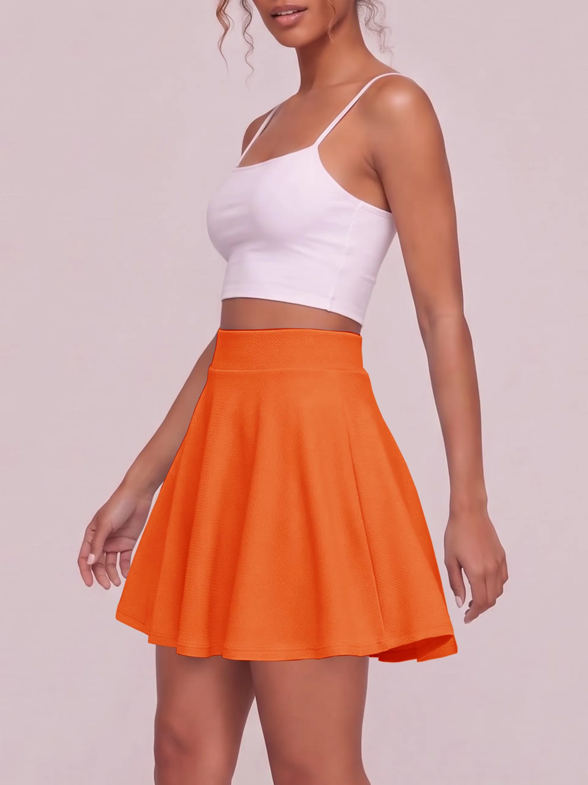 EXCHIC Gonna Mini A-Linea con Vita Elastica, Arancione, XL - immagine 5