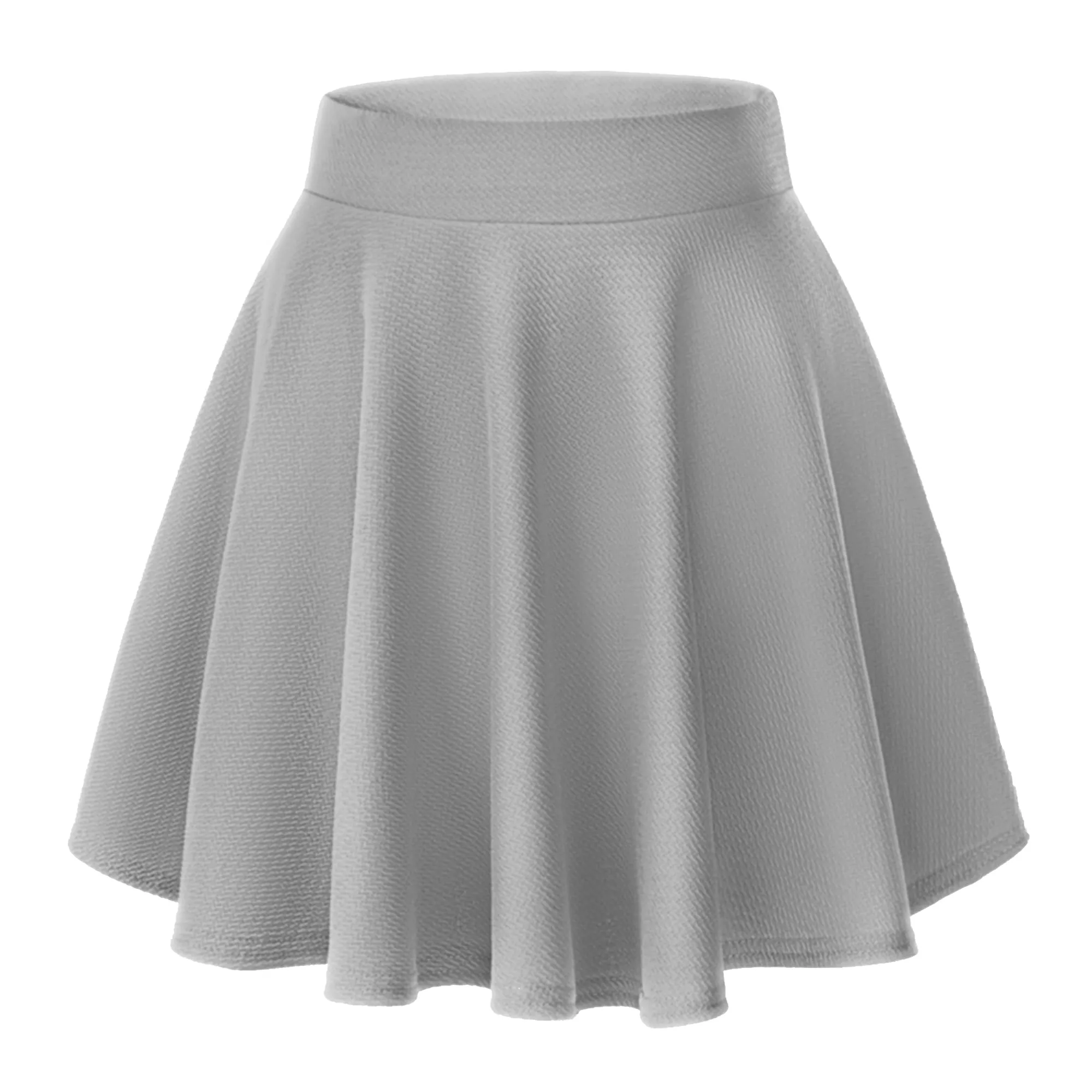 EXCHIC Donna Gonna Mini A-Linea Svasata con Vita Elastica (XS, Grigio) - immagine 1