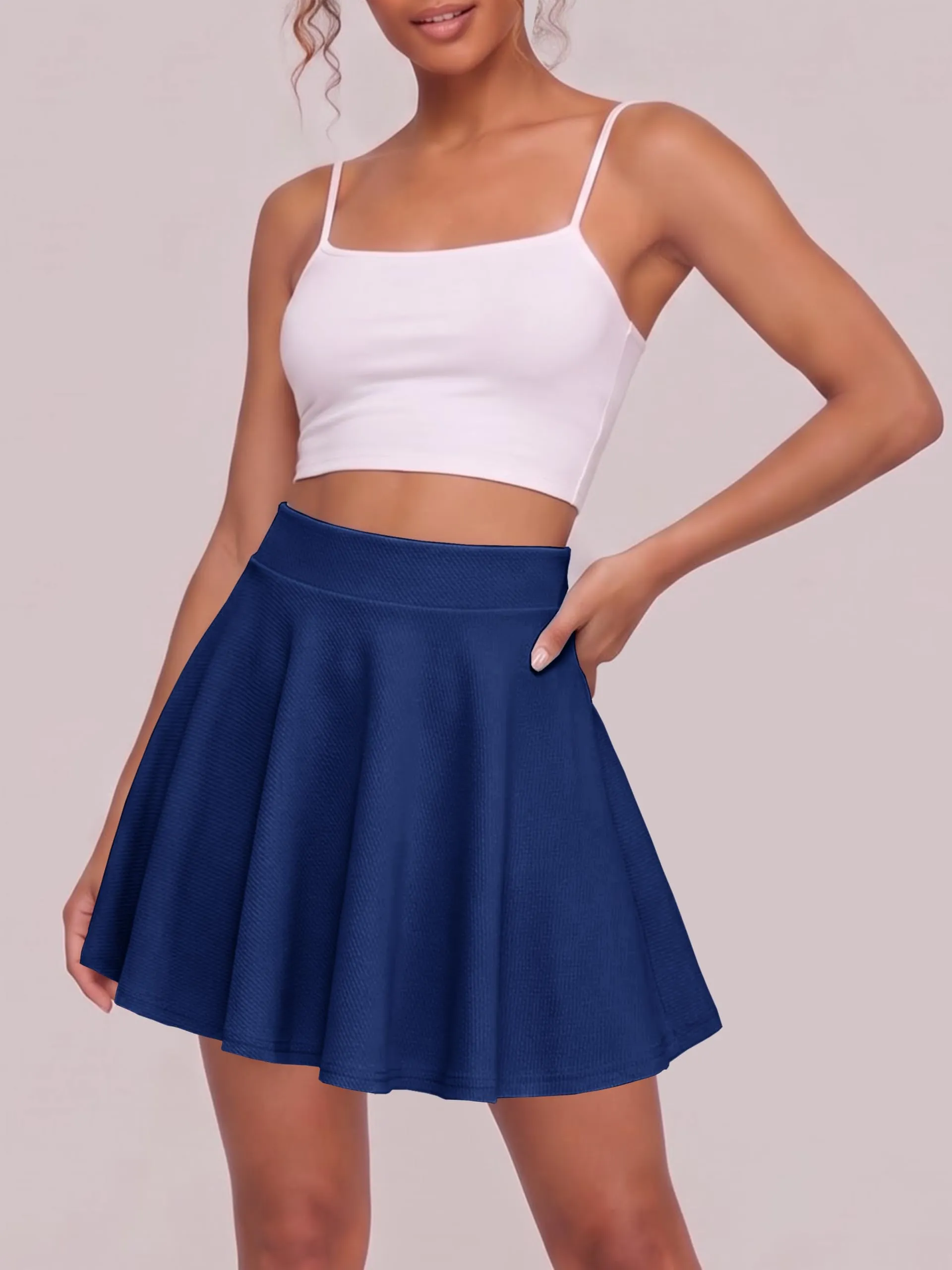 EXCHIC Gonna Mini A-Linea a Vita Elastica (XXL, Blu Reale) - immagine 3