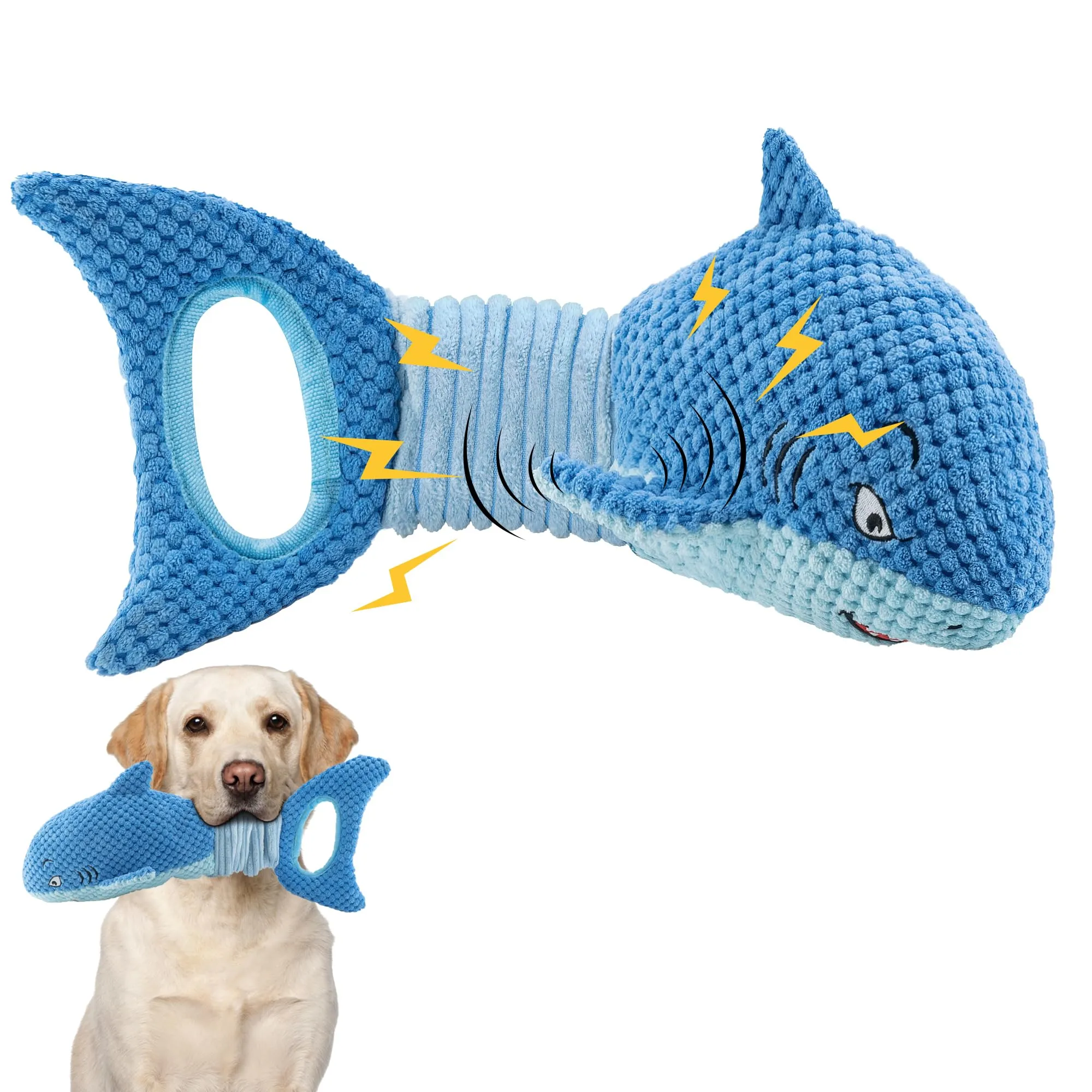 LEGEND SANDY Giocattolo per cani masticatori aggressivi, Squalo Blu, Grande - immagine 1