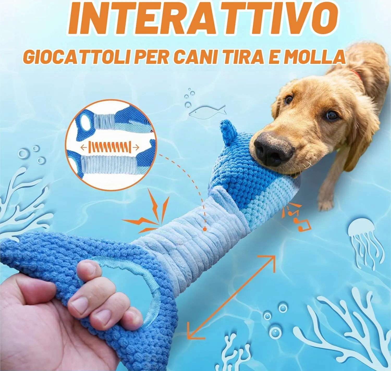 LEGEND SANDY Giocattolo per cani masticatori aggressivi, Squalo Blu, Grande - immagine 2