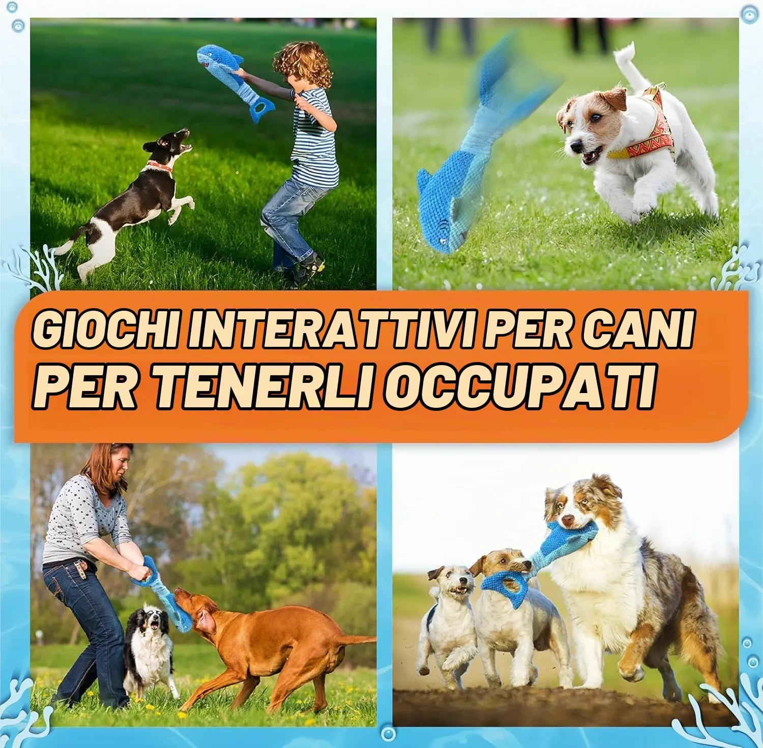 LEGEND SANDY Giocattolo per cani masticatori aggressivi, Squalo Blu, Grande - immagine 5
