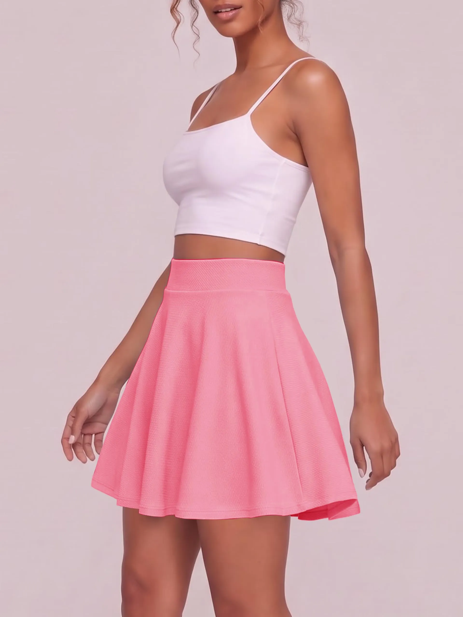 EXCHIC Gonna Mini A-Linea a Vita Elastica, Rosa, XS - immagine 5