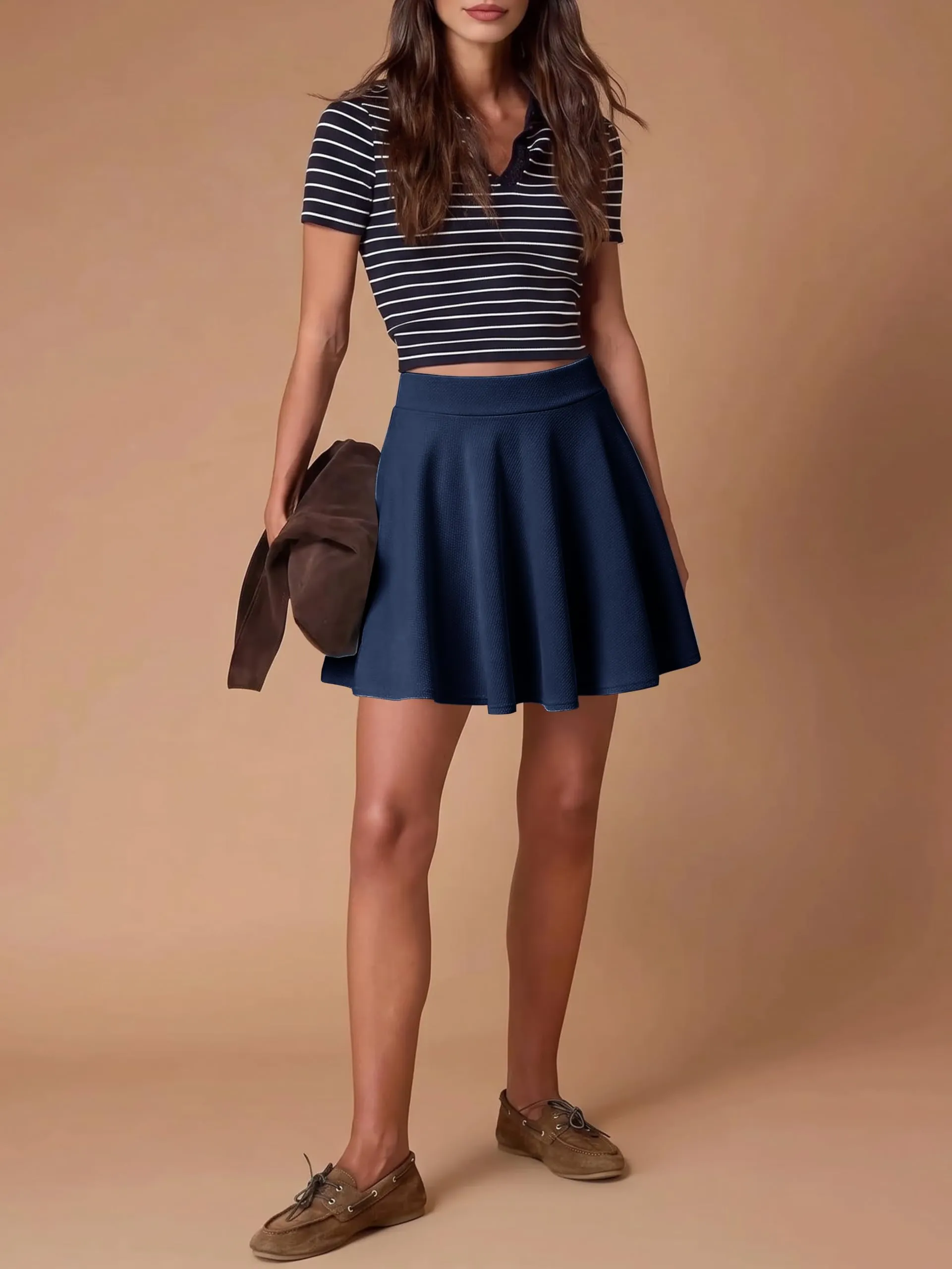 EXCHIC Gonna Mini A-Linea con Vita Elastica, Blu Marino, XXL - immagine 7