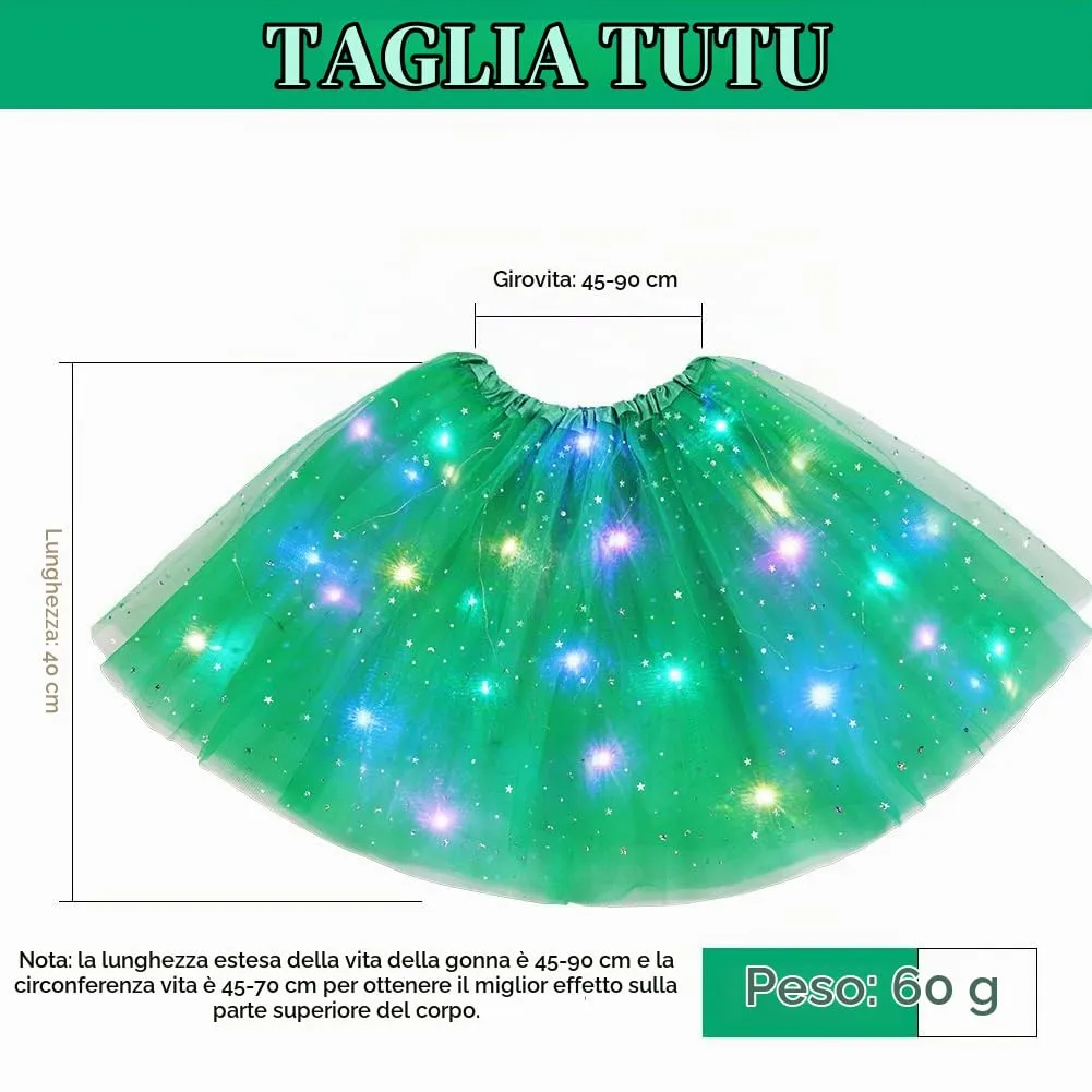 AYBUY Gonna Tutù LED con Paillettes, 3 Modalità di Illuminazione, Verde - immagine 4