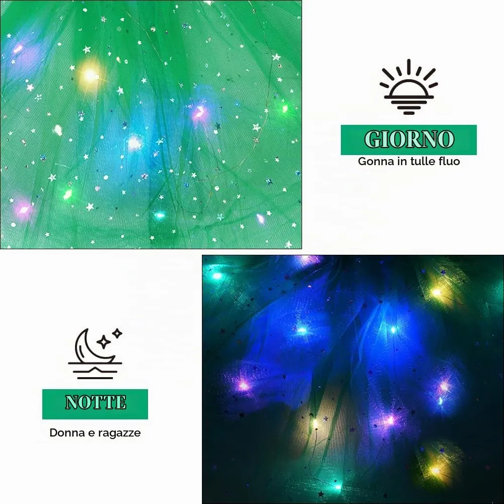 AYBUY Gonna Tutù LED con Paillettes, 3 Modalità di Illuminazione, Verde - immagine 5