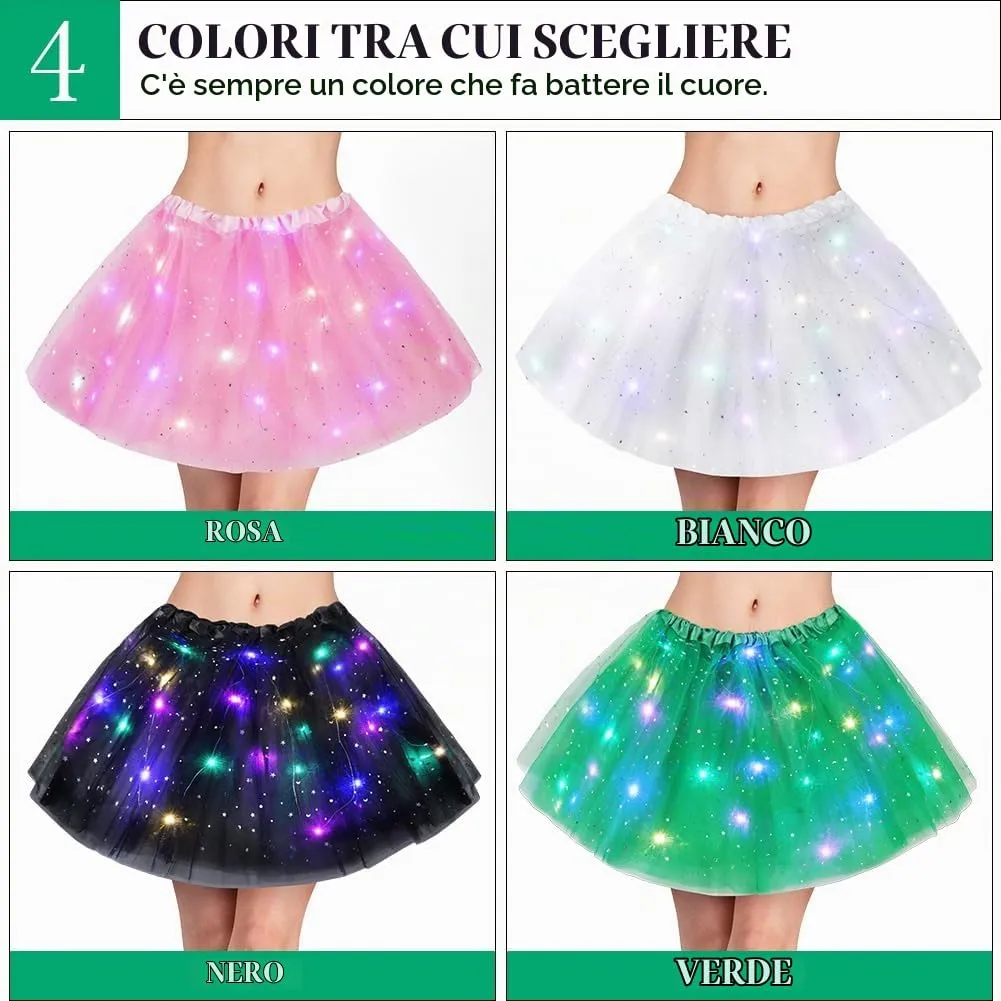 AYBUY Gonna Tutù LED con Paillettes, 3 Modalità di Illuminazione, Verde - immagine 6