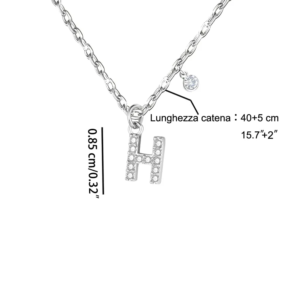 GUOYU Collana Iniziale Lettera H in Acciaio Inossidabile e Zirconi per Donne e Ragazze - immagine 2