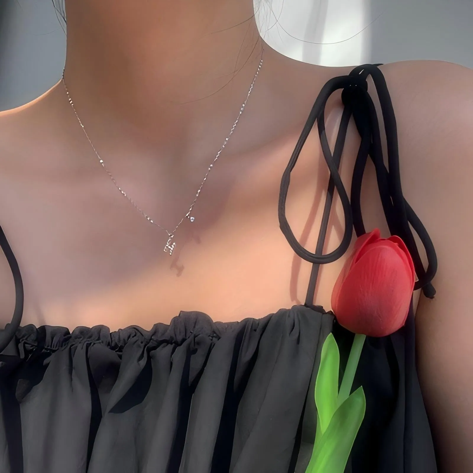 GUOYU Collana Iniziale Lettera H in Acciaio Inossidabile e Zirconi per Donne e Ragazze - immagine 3