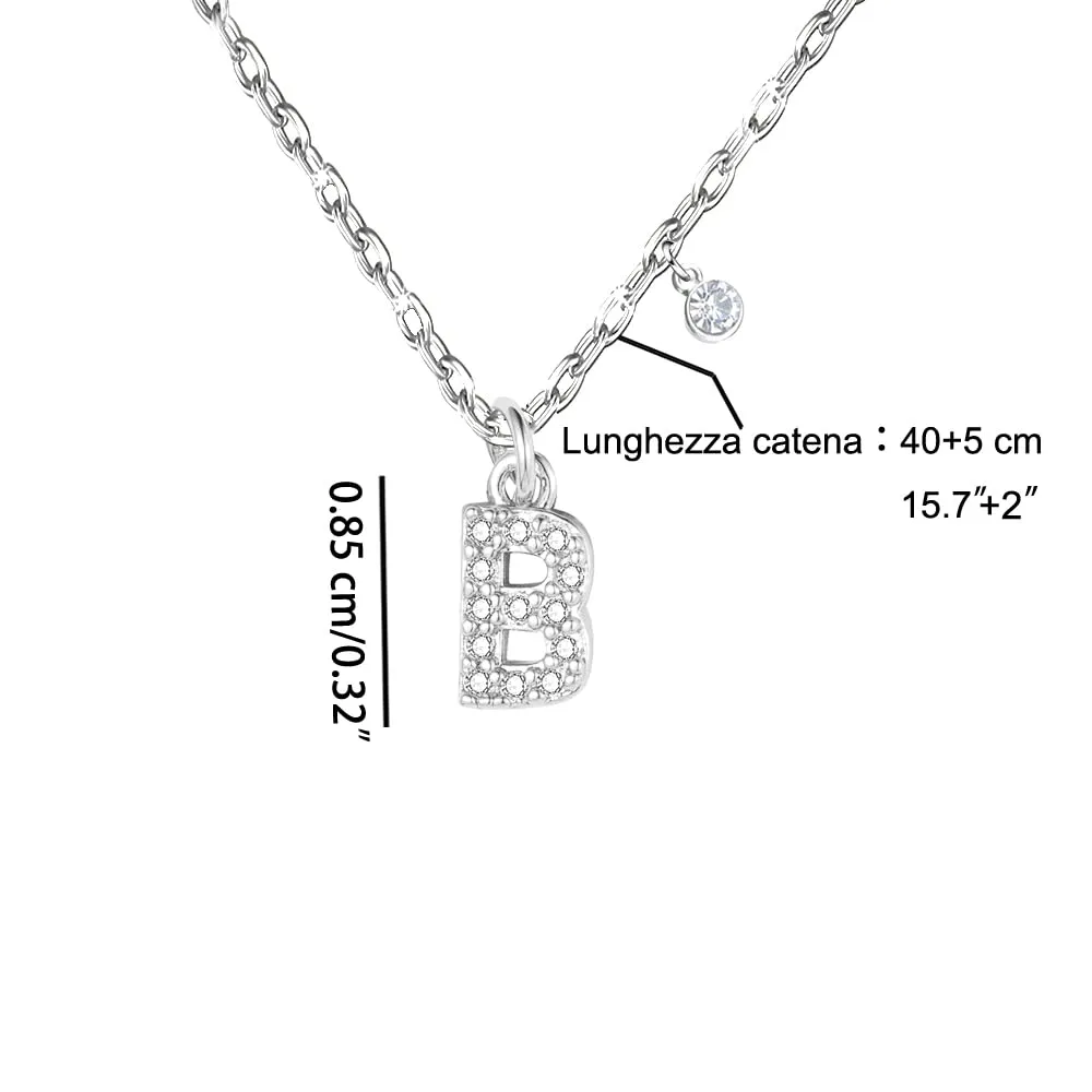 GUOYU Collana Iniziale Lettera in Acciaio Inossidabile con Zirconi (B) - immagine 2