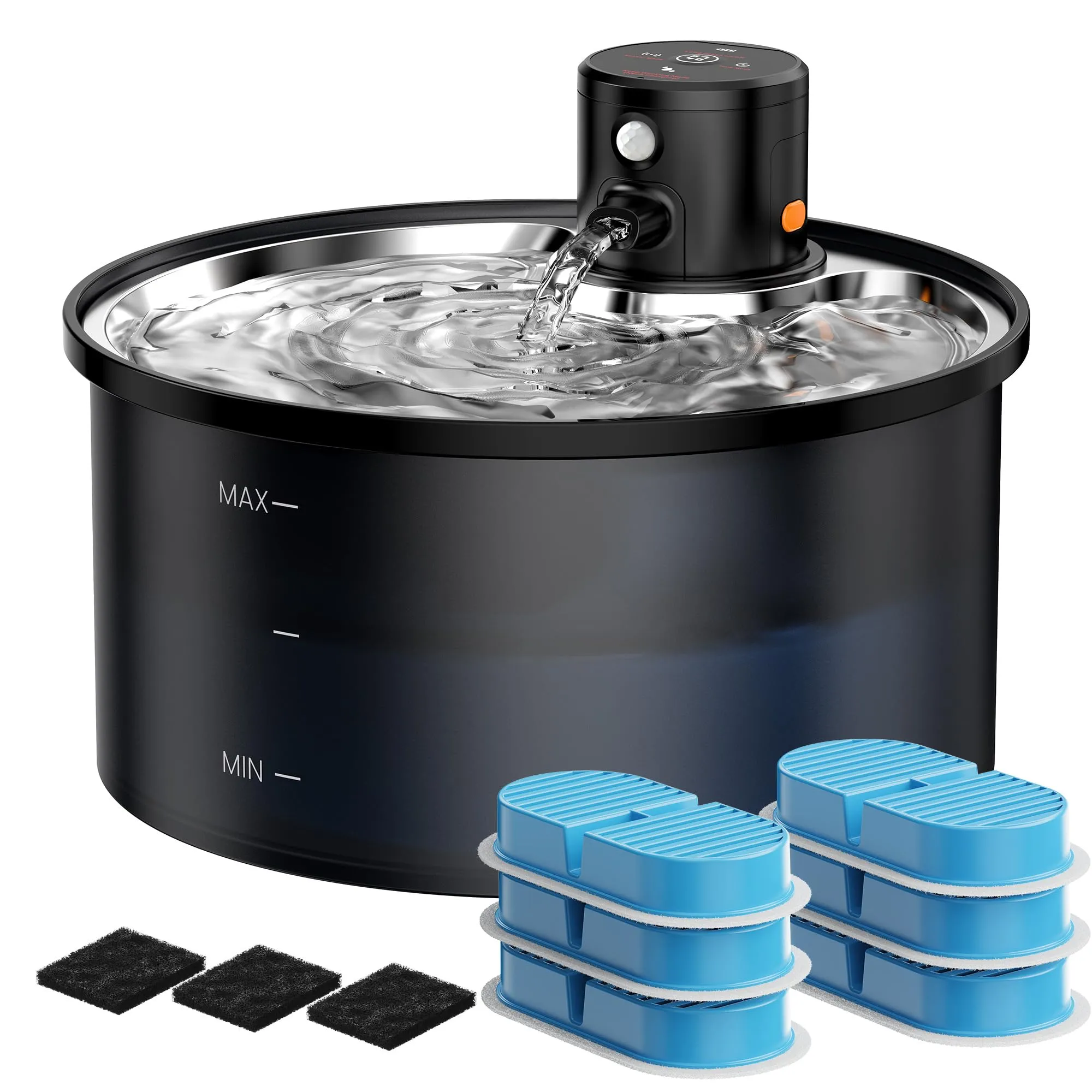 VKIMISS Fontanella per Gatti senza Fili con Sensore di Movimento, 3.2L, Batteria Ricaricabile 4000mAh, con 6 Filtri e 3 Spugne - immagine 1