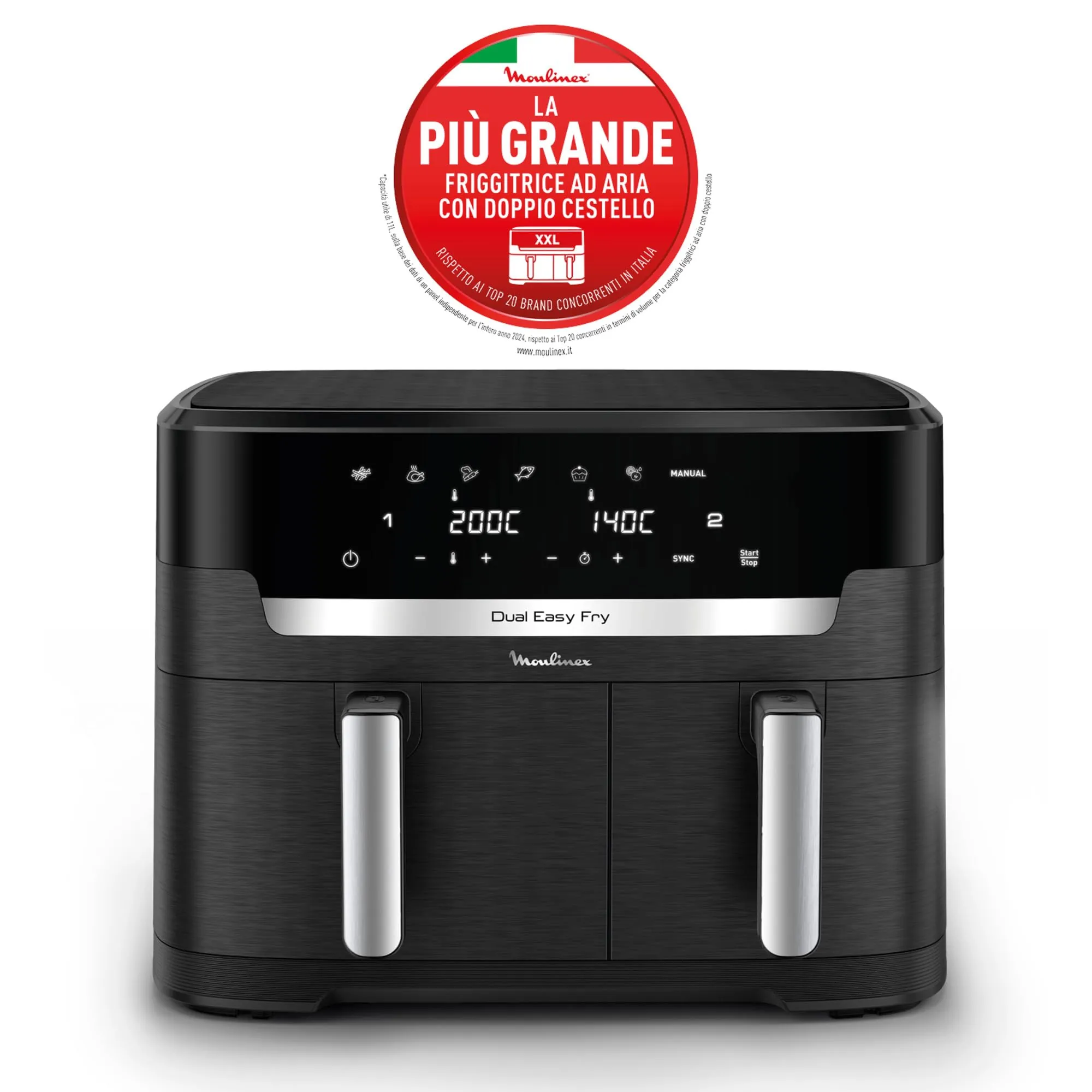 Moulinex Dual Easy Fry XXL Friggitrice ad Aria 11L Nero EZ9428 - immagine 2