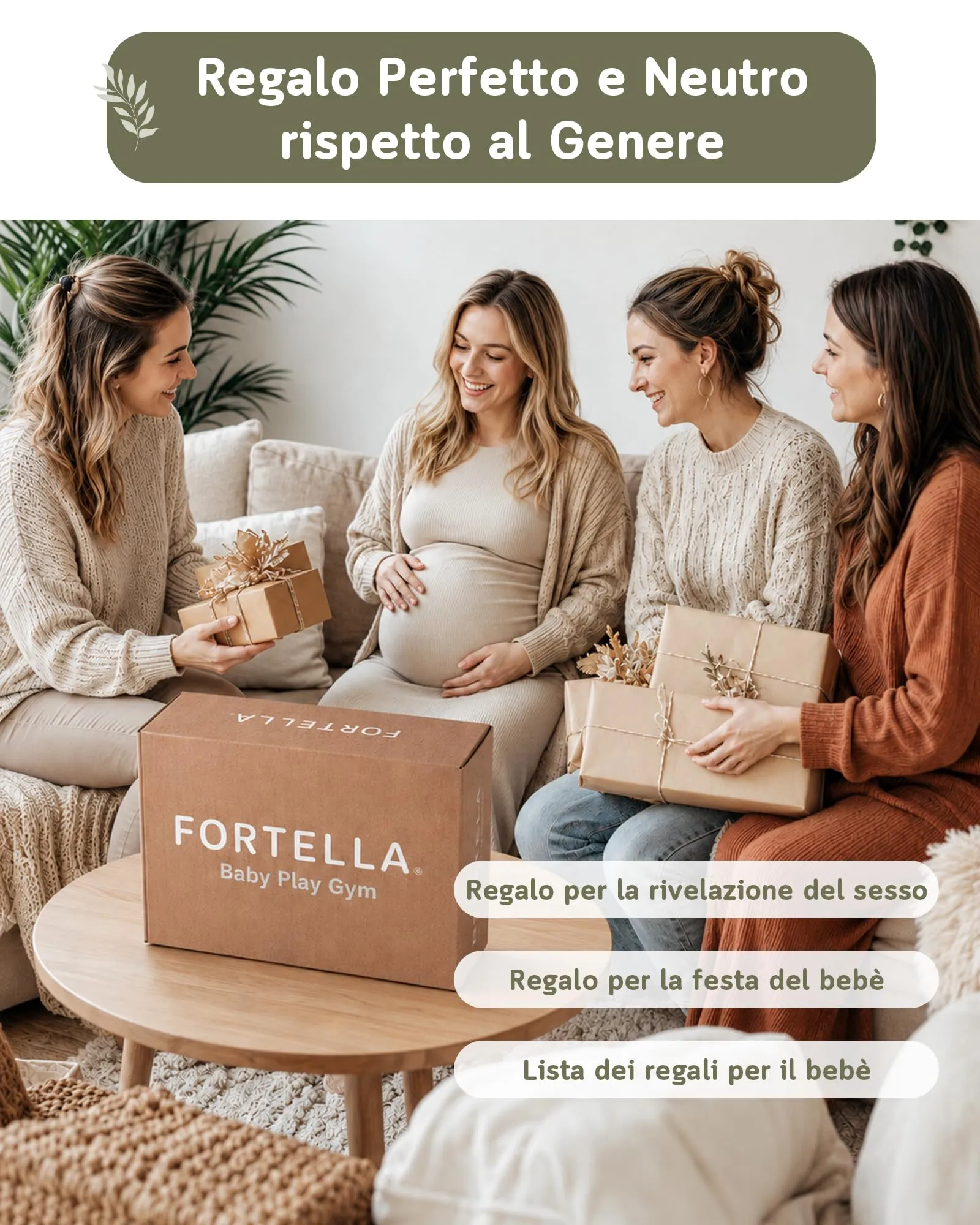 Fortella Palestrina Neonato Evolutiva, Tappetino Gioco Attività con 5 Giocattoli Sensoriali, Specchio e Cuscino, Verde - immagine 8
