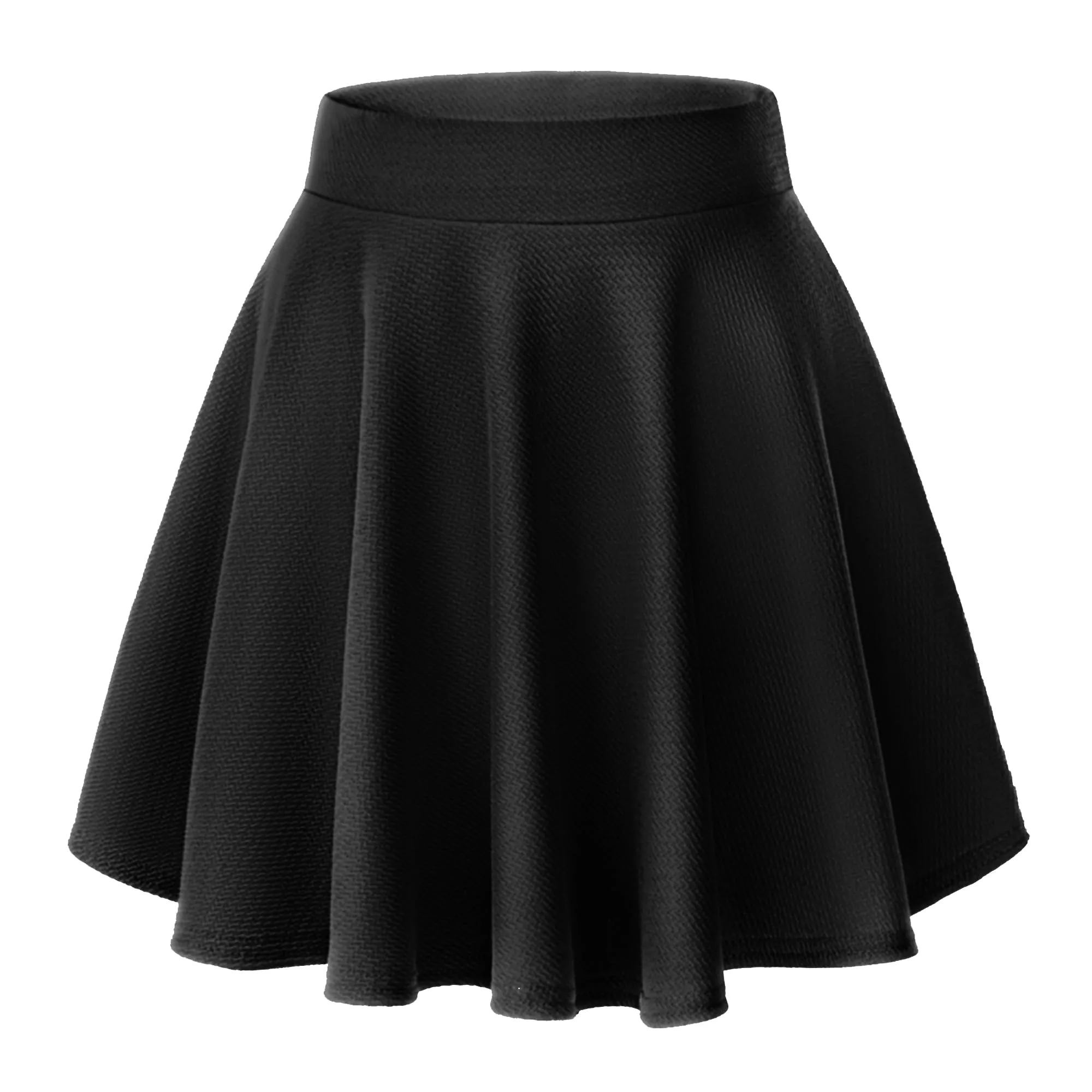 EXCHIC Gonna Mini A-Linea Vita Elastica Svasata (XXL, Nero) - immagine 1