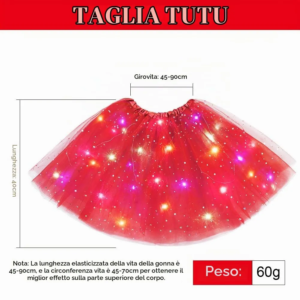 AYBUY Gonna Tutù a 3 Strati con Luci LED Rossa - immagine 5