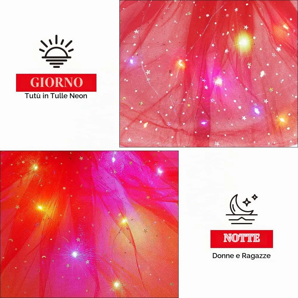 AYBUY Gonna Tutù a 3 Strati con Luci LED Rossa - immagine 6