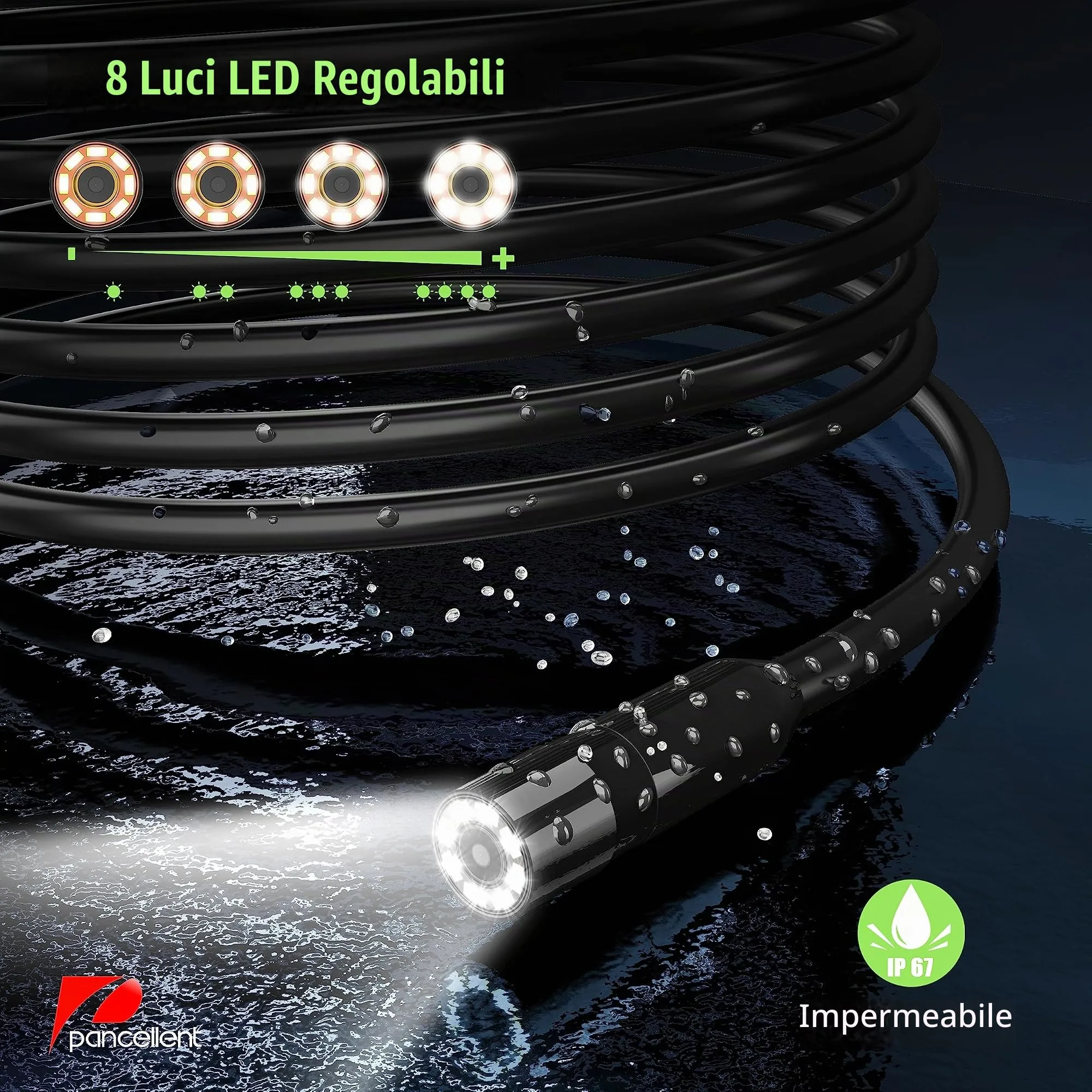 Pancellent Telecamera Endoscopica 1920P con Display HD, Periscopio Industriale Impermeabile IP67, 8 LED Regolabili e Cavo Semirigido 5M - immagine 5