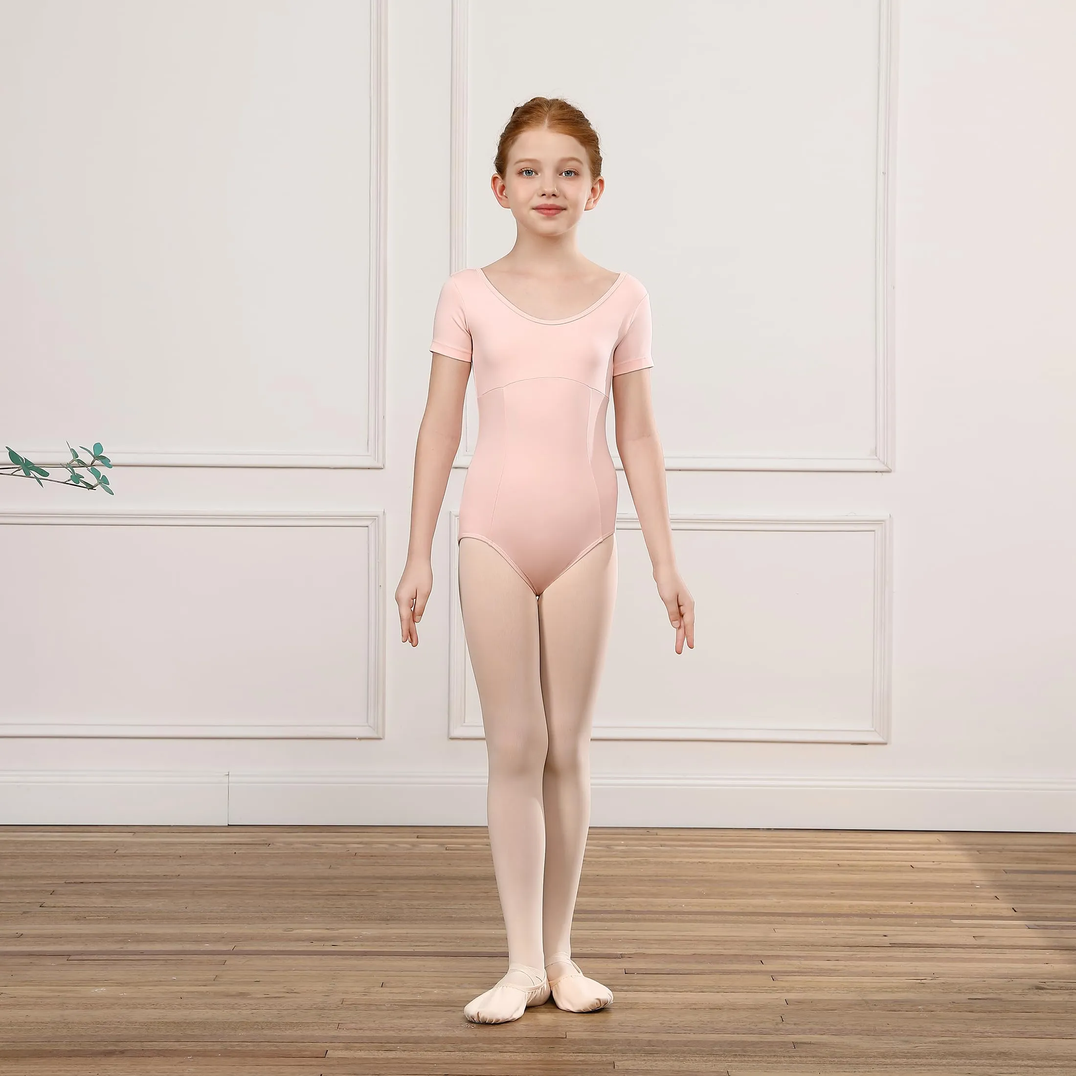 ZYXWVU Body Danza Classica Bambina Maniche Corte Scollo Tondo 7014-rosa 10-12 anni - immagine 2