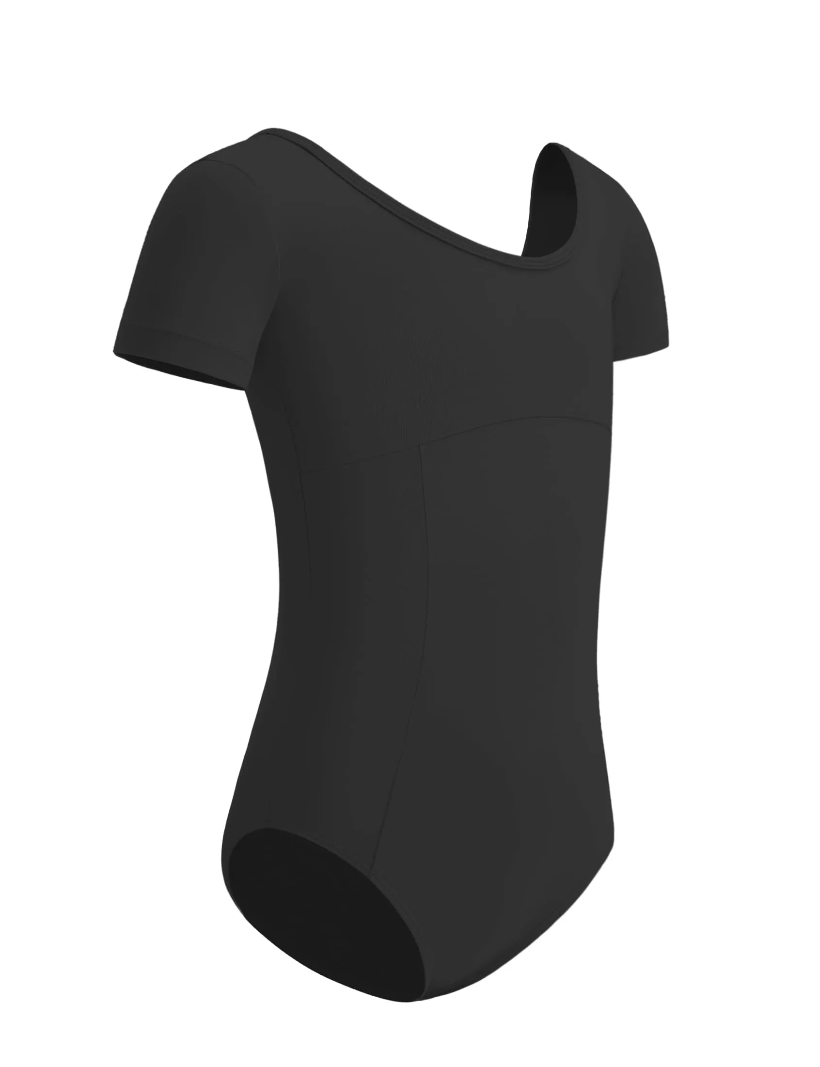 ZYXWVU Body Danza Classica Bambina Maniche Corte e Scollo Tondo, 7014-nero, 4-6T - immagine 3