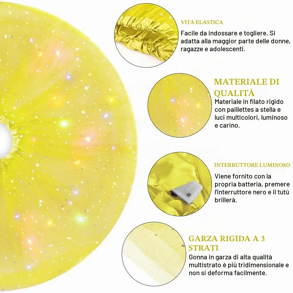 AYBUY Gonna Tutu in Tulle a 3 Strati con Luci LED - immagine 5