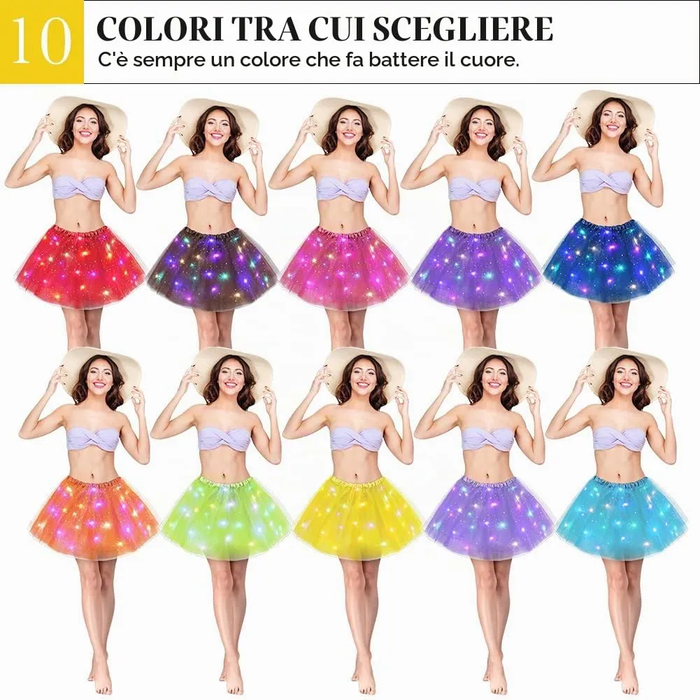 AYBUY Gonna Tutu in Tulle a 3 Strati con Luci LED - immagine 7