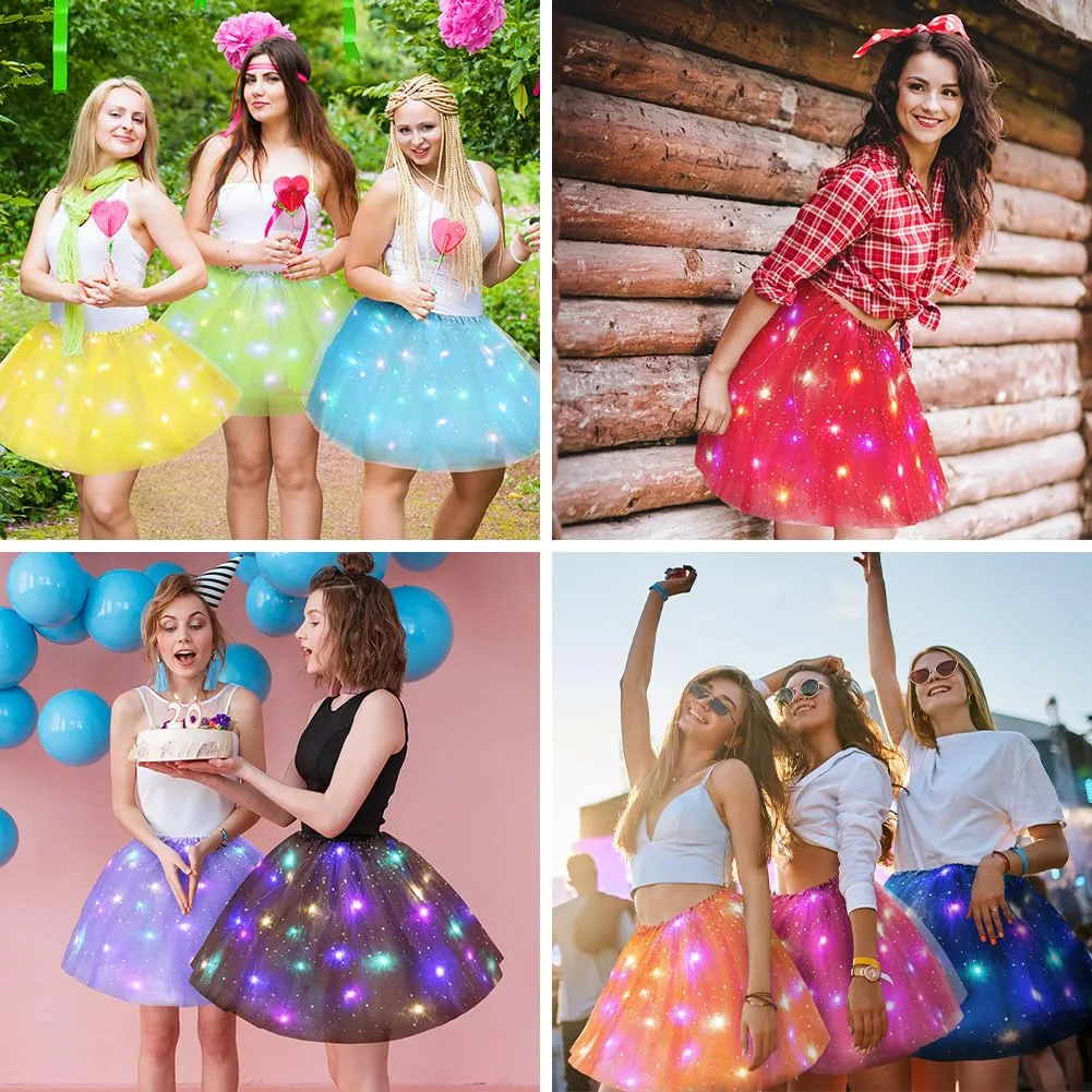 AYBUY Gonna Tutu in Tulle a 3 Strati Luminosa a LED per Ballo e Carnevale - immagine 2