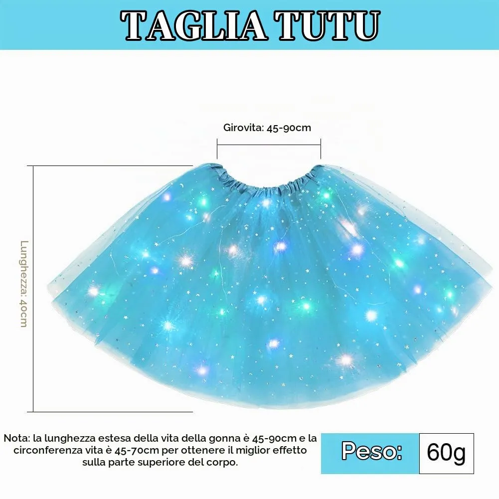 AYBUY Gonna Tutu in Tulle a 3 Strati Luminosa a LED per Ballo e Carnevale - immagine 5