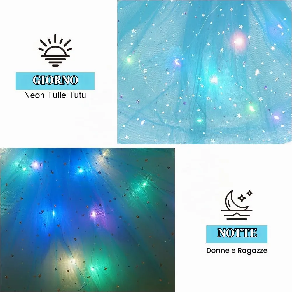 AYBUY Gonna Tutu in Tulle a 3 Strati Luminosa a LED per Ballo e Carnevale - immagine 6