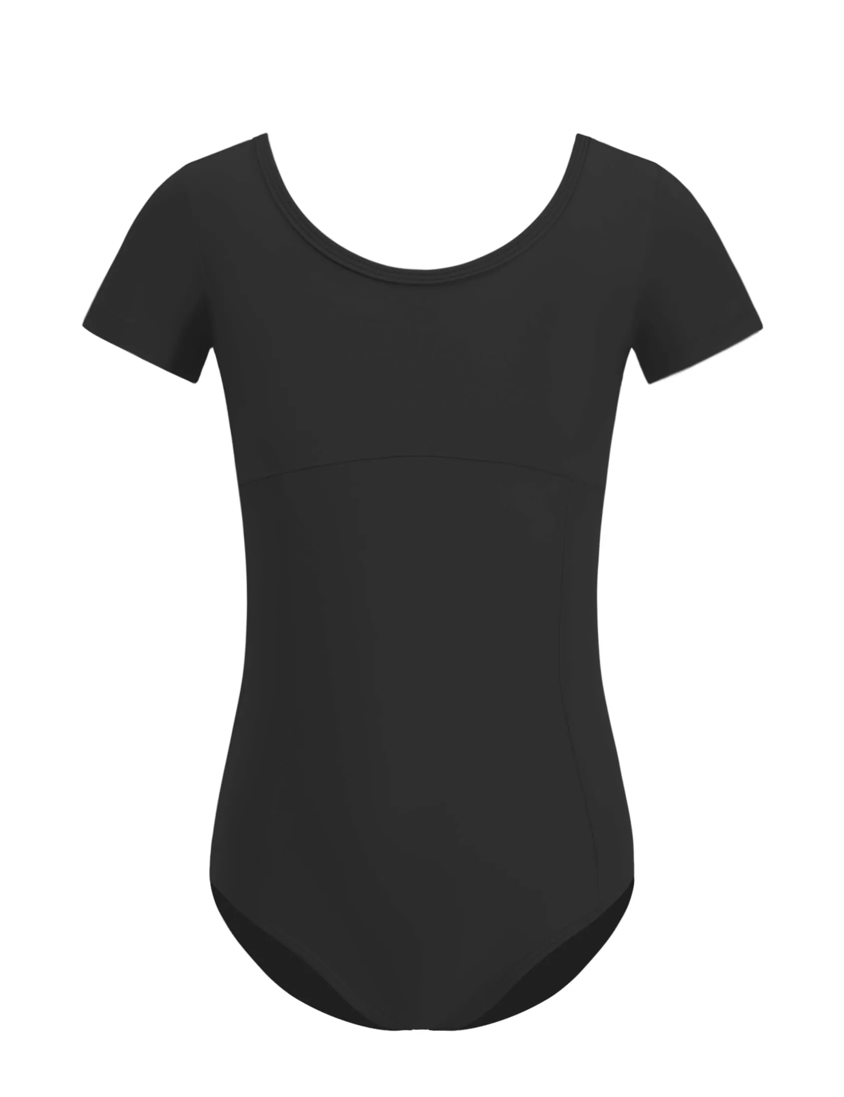 ZYXWVU Body Danza Classica Bambina Maniche Corte e Scollo Tondo 7014 Nero, 6-8 anni - immagine 1