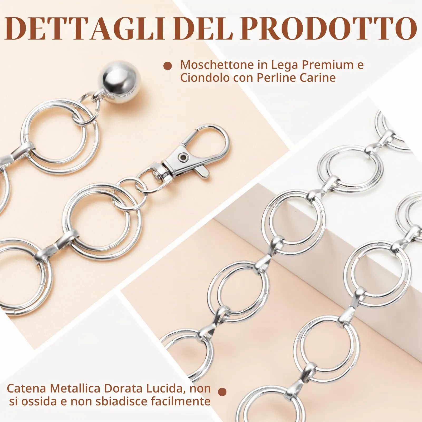 MELLIEX Cintura a Catena in Metallo Regolabile Argento per Donna - immagine 3